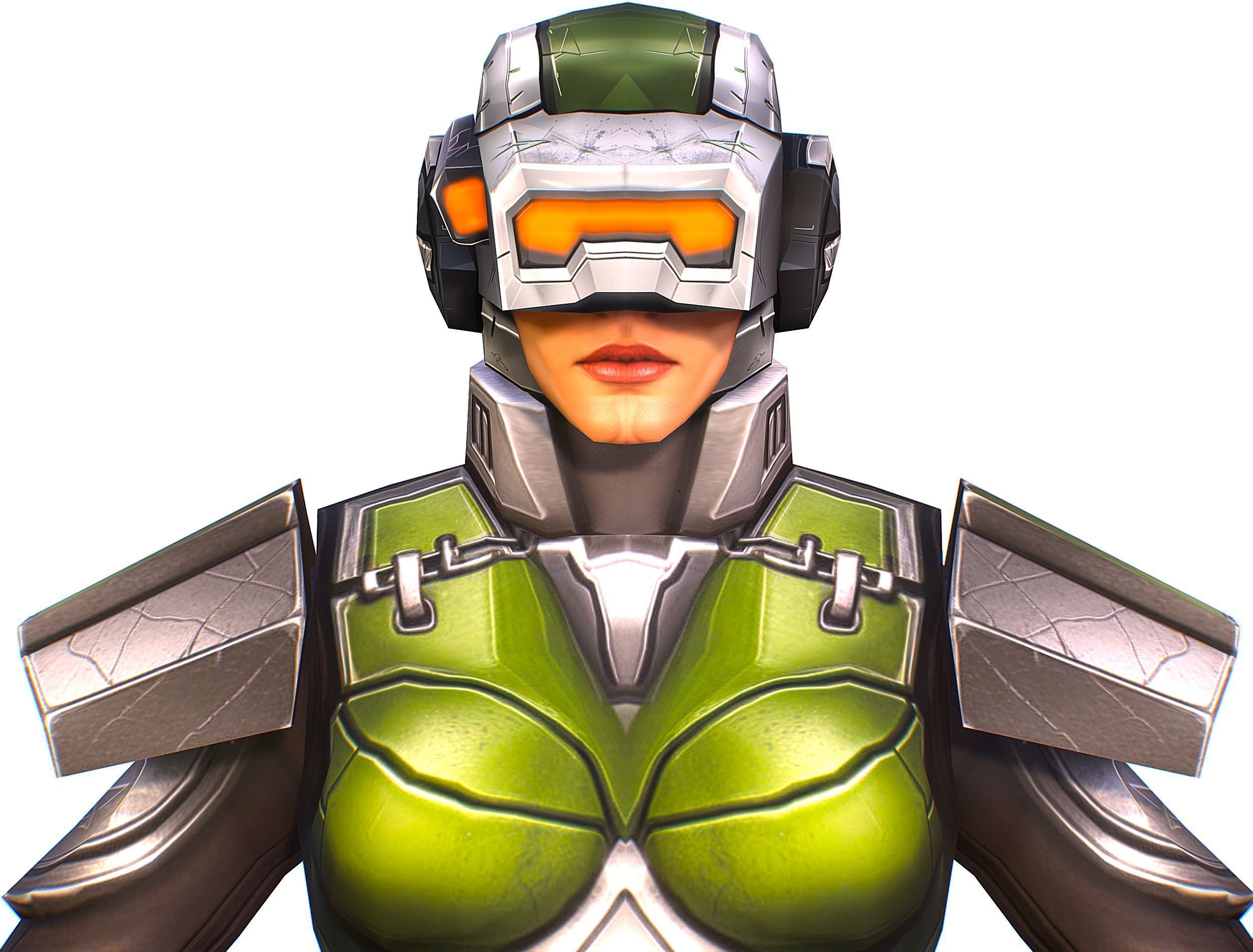 Cartoon Sci-Fi Cyborg Drone Sniper Soldier Low-poly 3D model_15