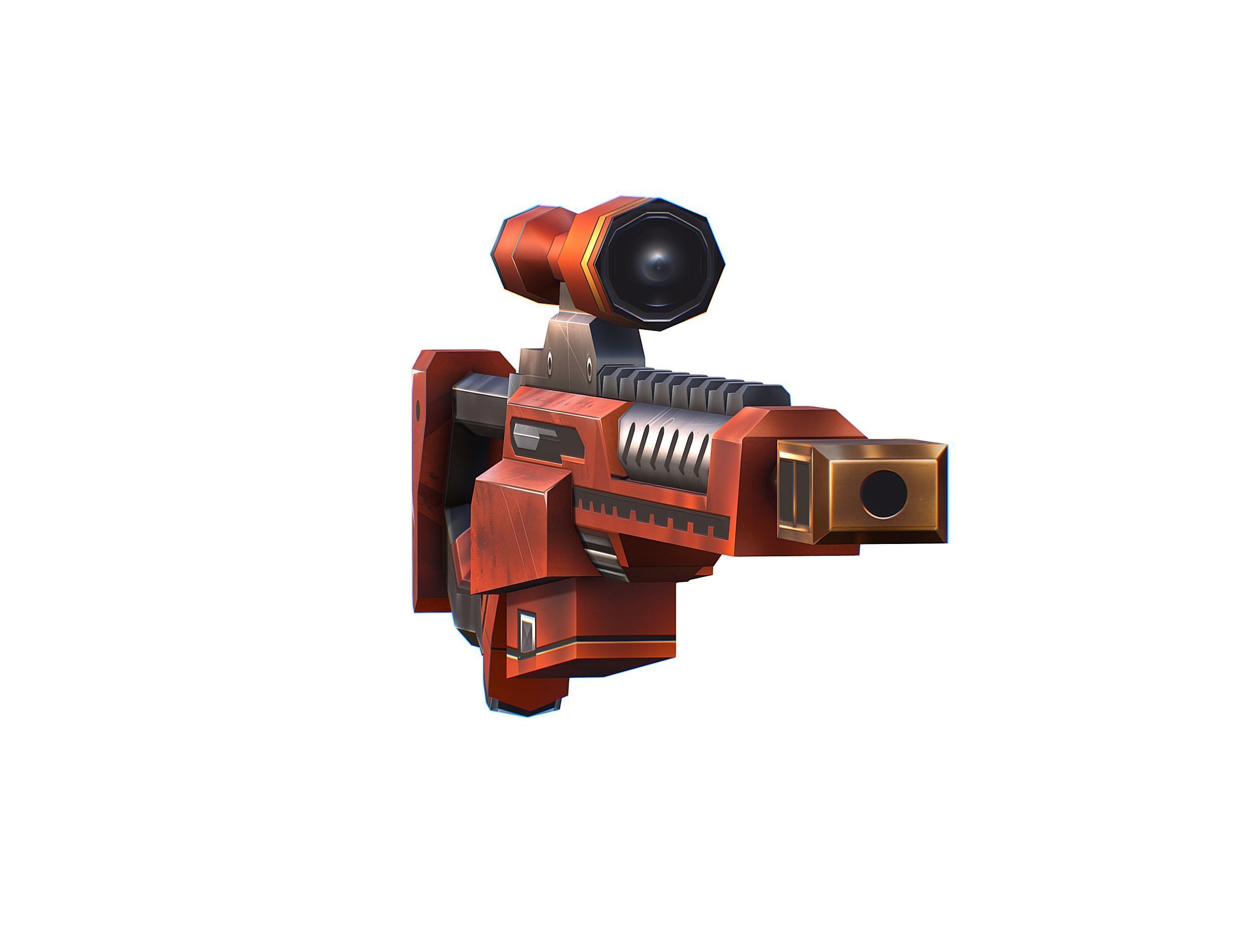 Cartoon Sci-Fi Cyborg Drone Sniper Soldier Low-poly 3D model_61