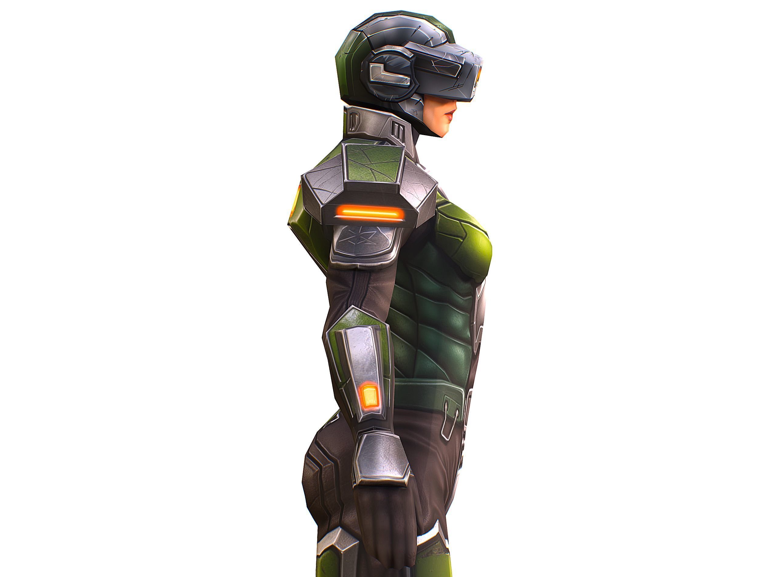 Cartoon Sci-Fi Cyborg Drone Sniper Soldier Low-poly 3D model_29