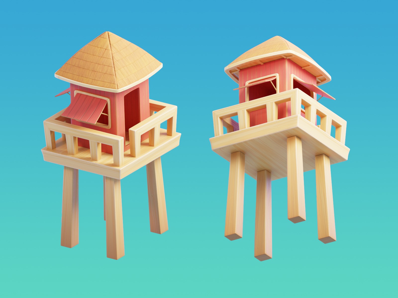 Summer Beach Assets Model Bundle Pack 3D model_9
