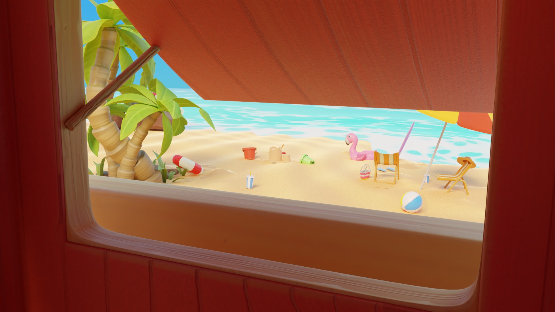 Summer Beach Assets Model Bundle Pack 3D model_3