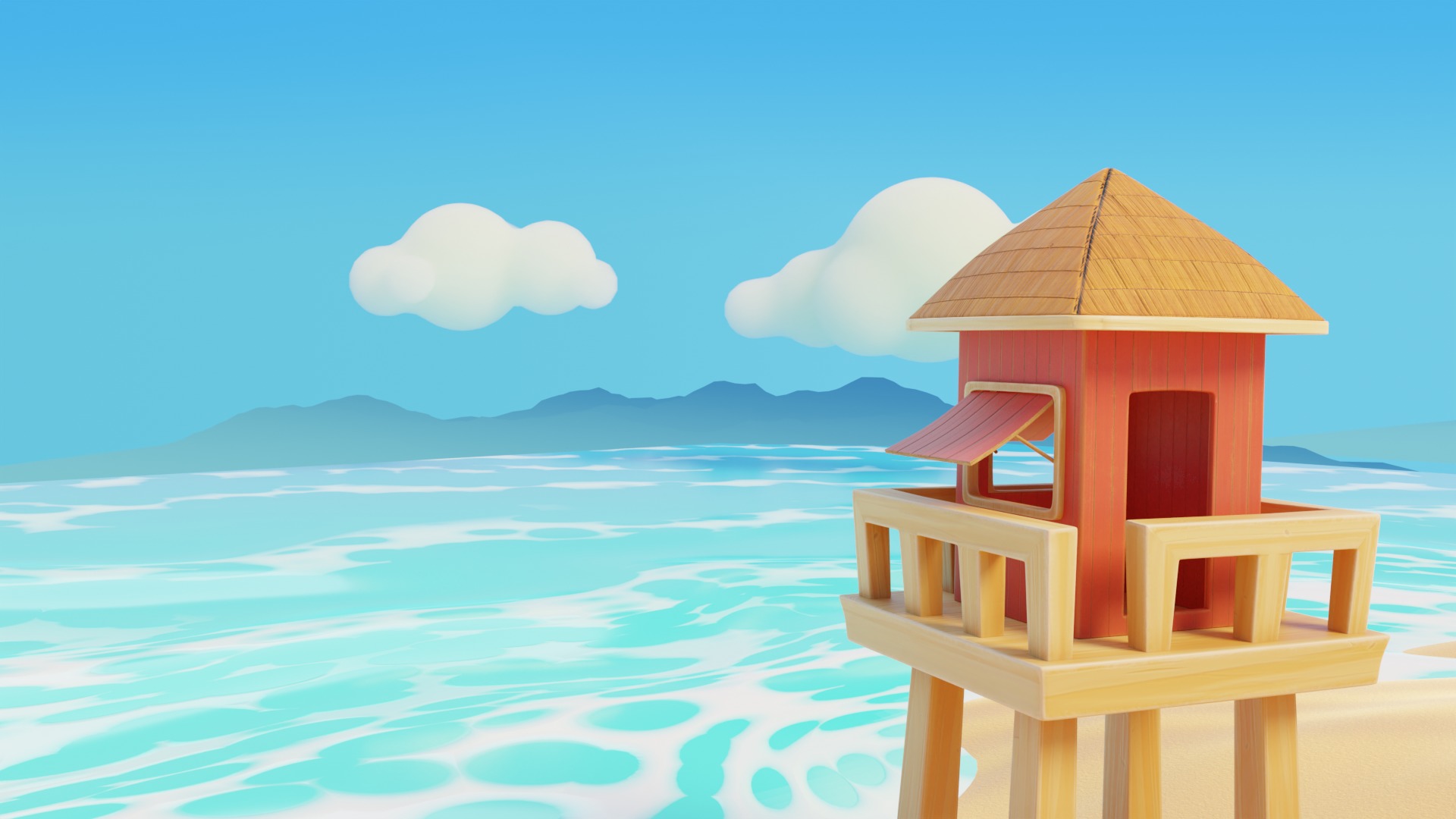 Summer Beach Assets Model Bundle Pack 3D model_2