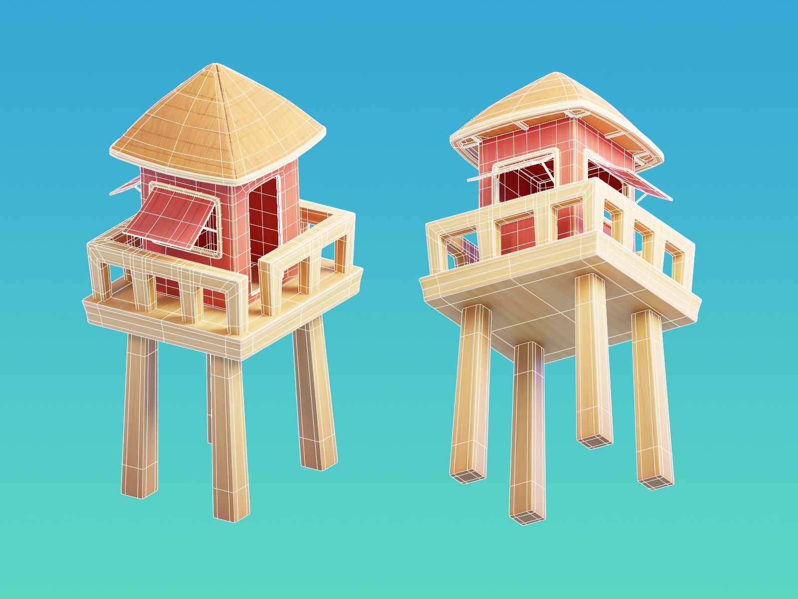 Summer Beach Assets Model Bundle Pack 3D model_10