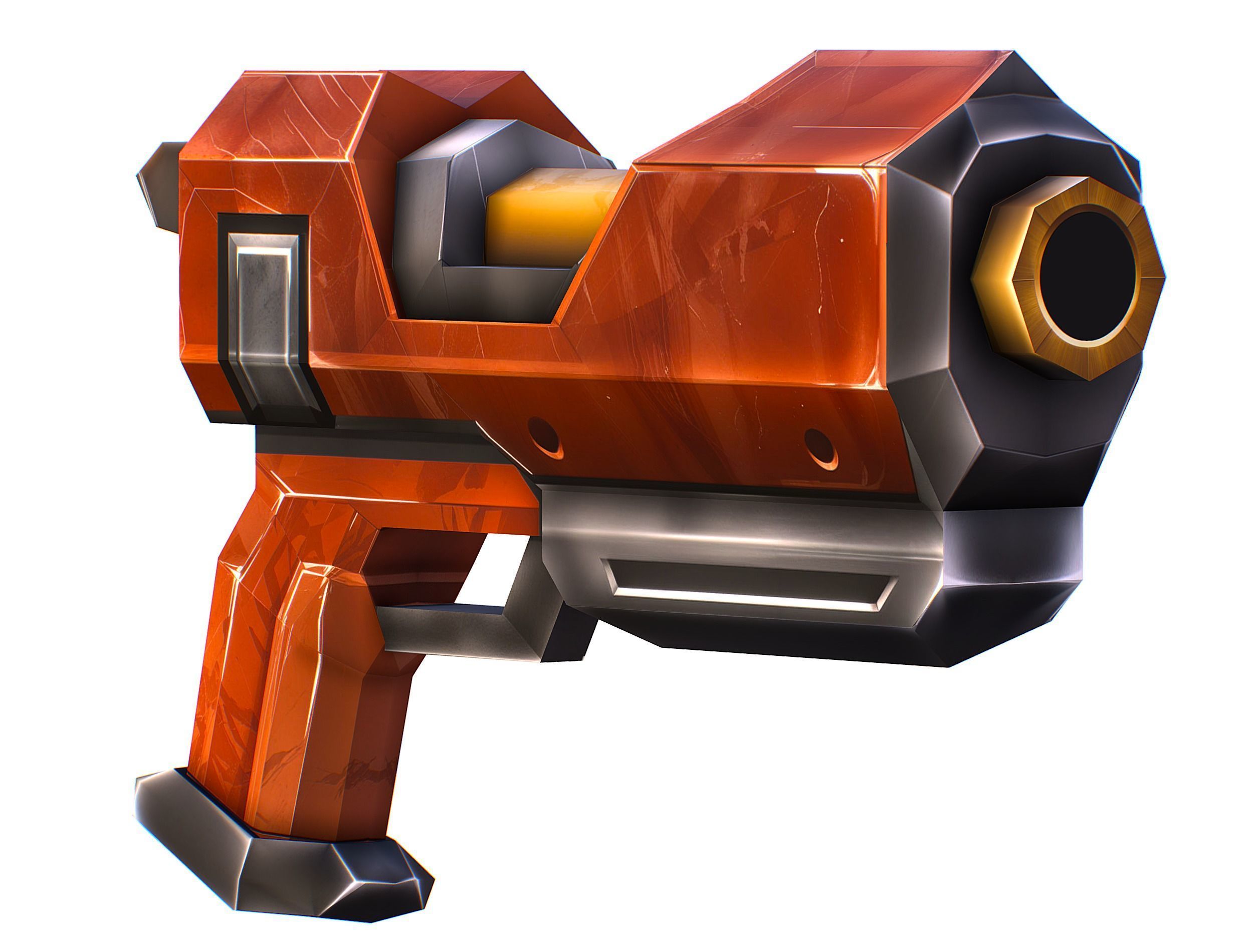 Cartoon Sci-Fi Cyborg Drone Heavy Machine Gunner Low-poly 3D model_35