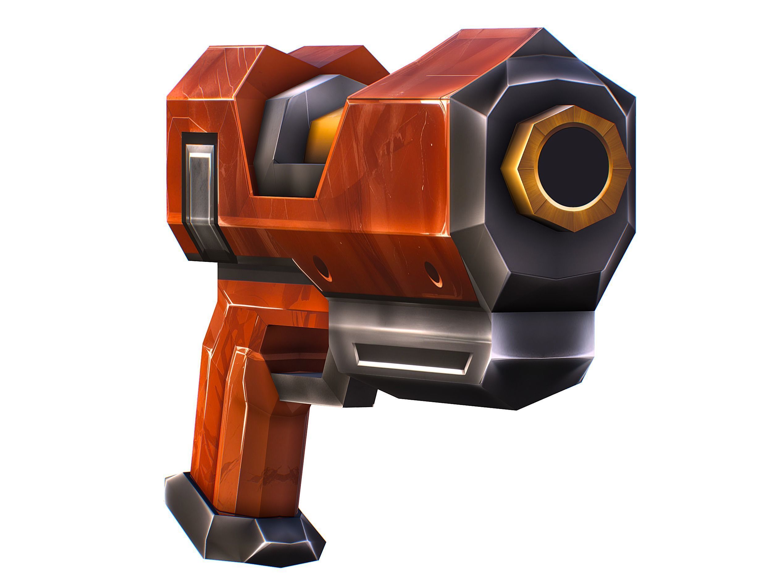 Cartoon Sci-Fi Cyborg Drone Heavy Machine Gunner Low-poly 3D model_36