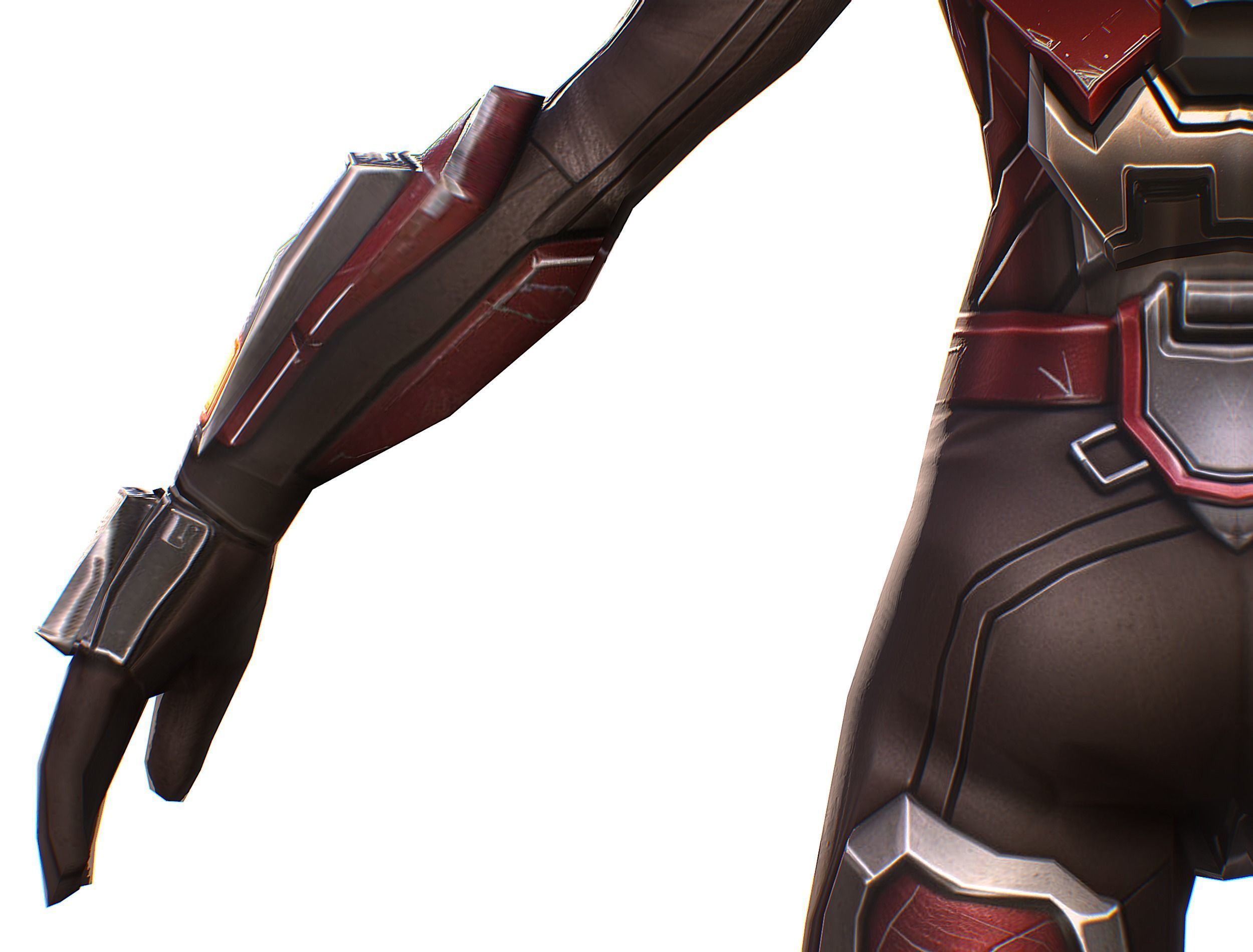 Cartoon Sci-Fi Cyborg Drone Heavy Machine Gunner Low-poly 3D model_22