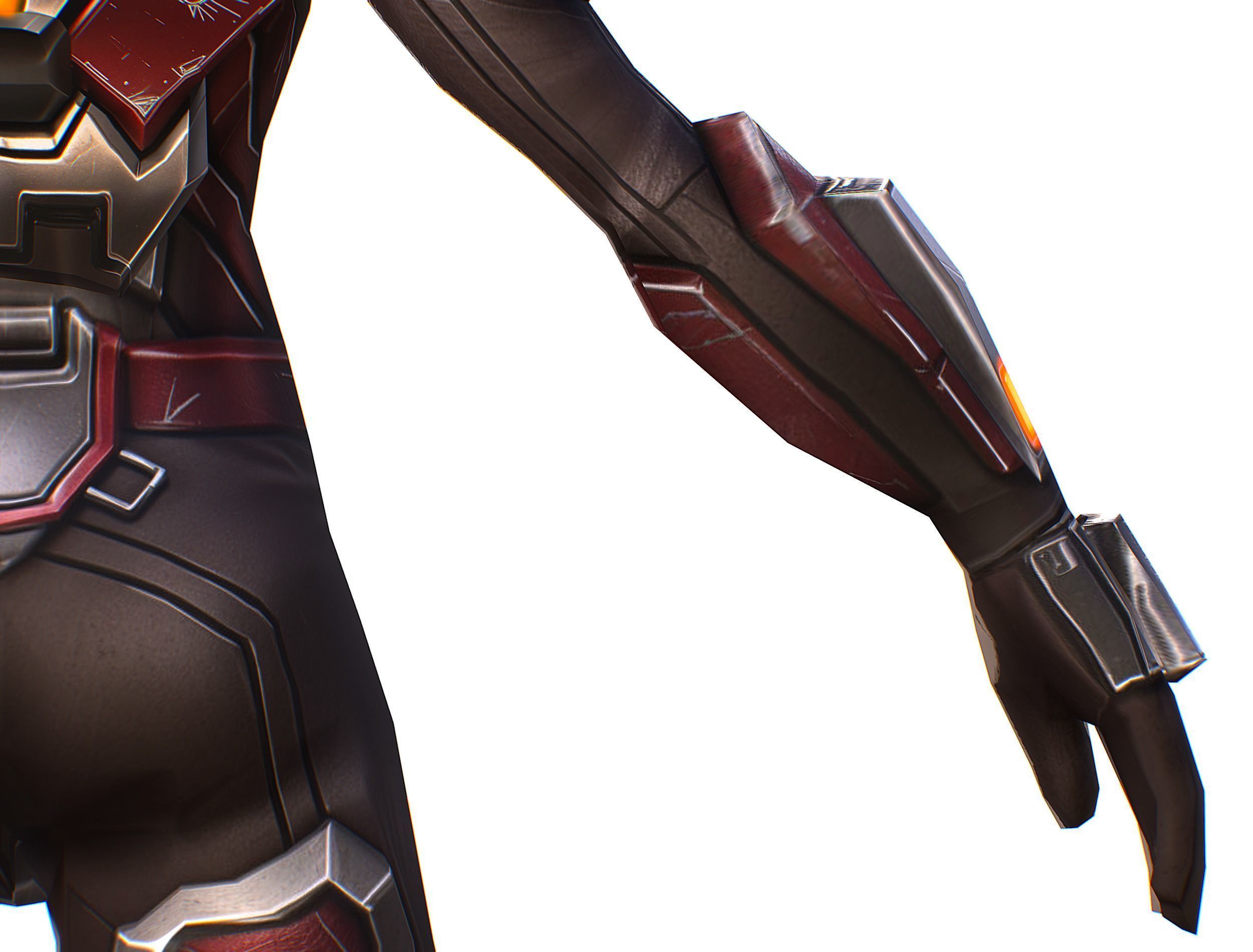 Cartoon Sci-Fi Cyborg Drone Heavy Machine Gunner Low-poly 3D model_23