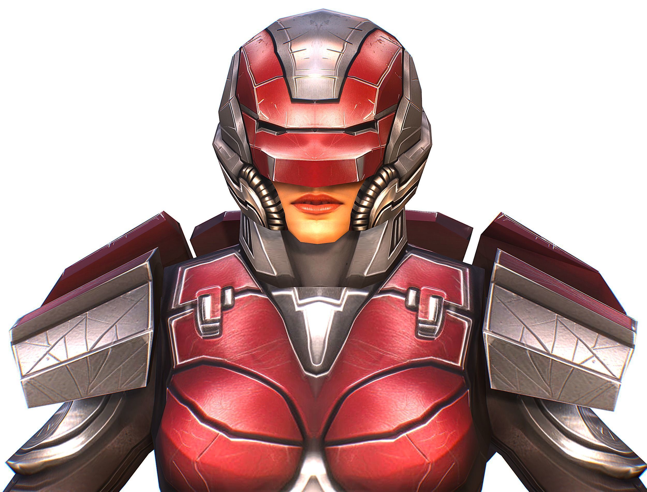 Cartoon Sci-Fi Cyborg Drone Heavy Machine Gunner Low-poly 3D model_13