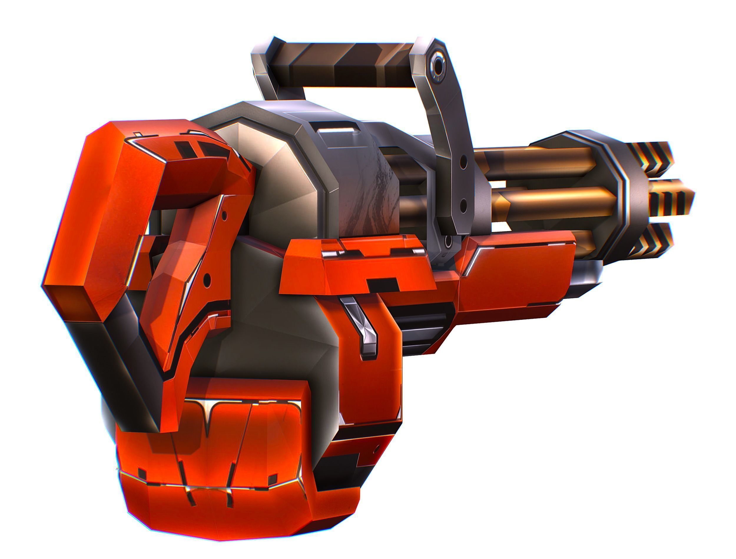 Cartoon Sci-Fi Cyborg Drone Heavy Machine Gunner Low-poly 3D model_69