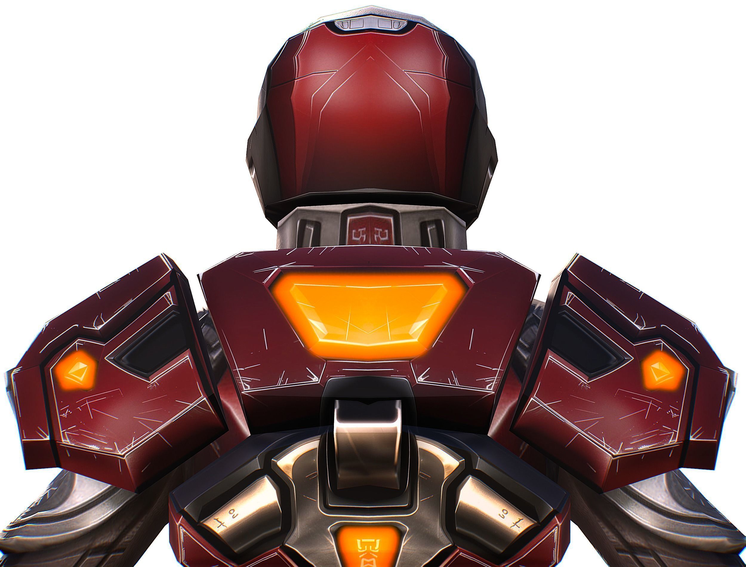 Cartoon Sci-Fi Cyborg Drone Heavy Machine Gunner Low-poly 3D model_20