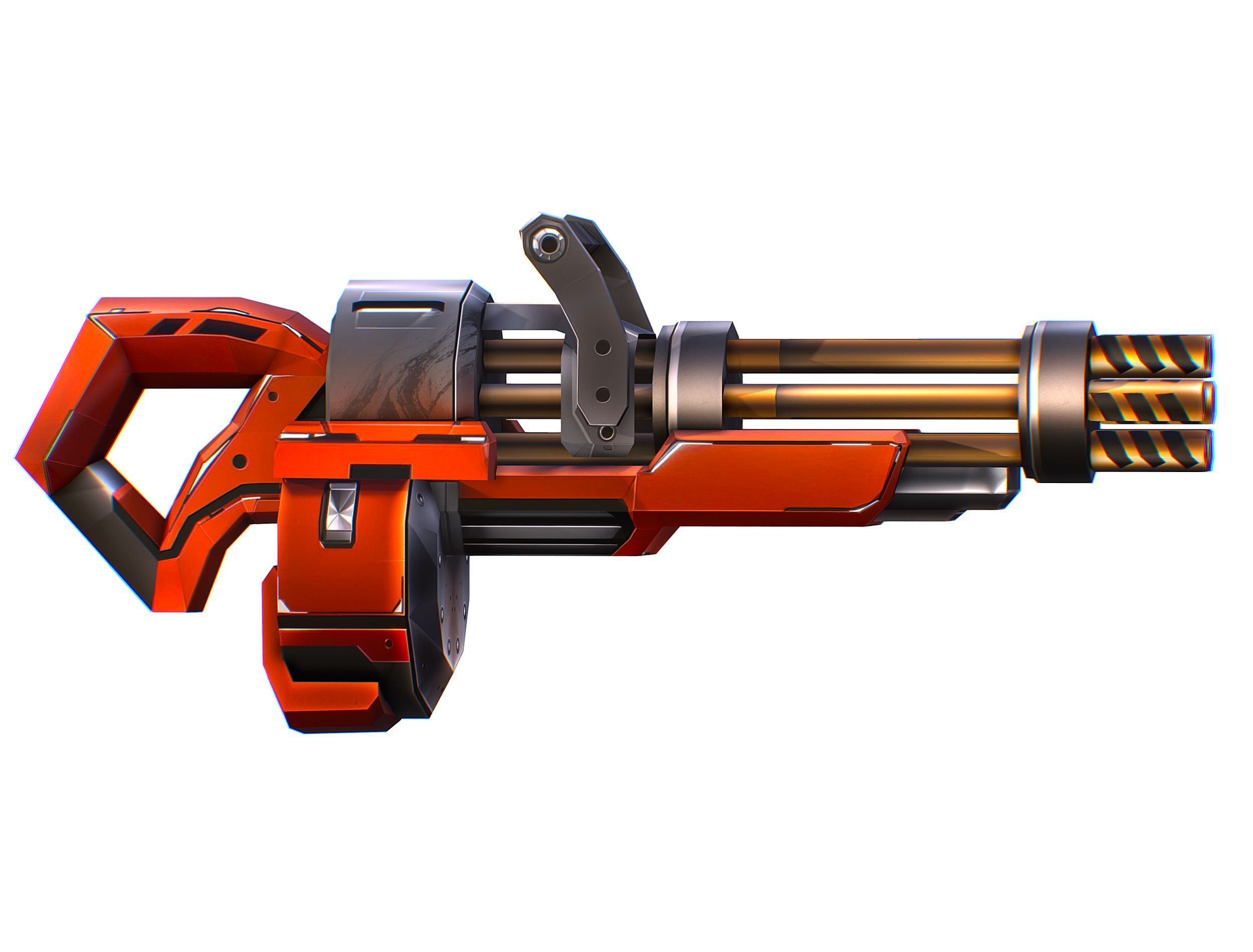 Cartoon Sci-Fi Cyborg Drone Heavy Machine Gunner Low-poly 3D model_71