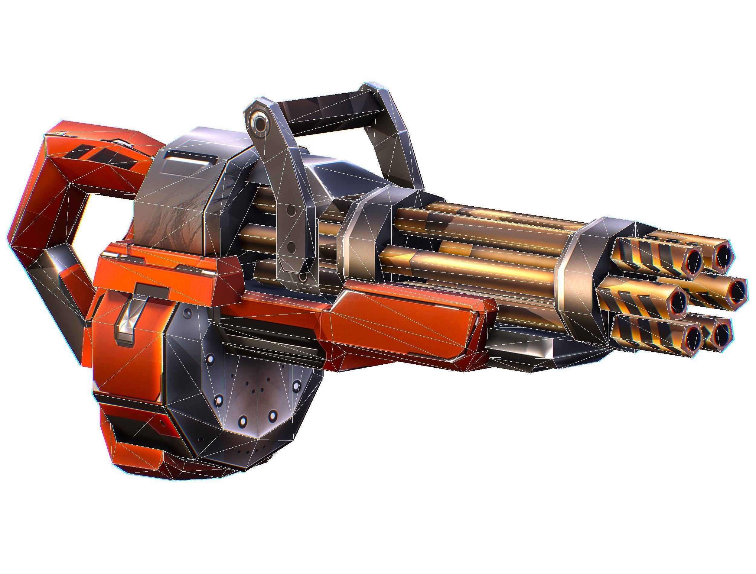 Cartoon Sci-Fi Cyborg Drone Heavy Machine Gunner Low-poly 3D model_78