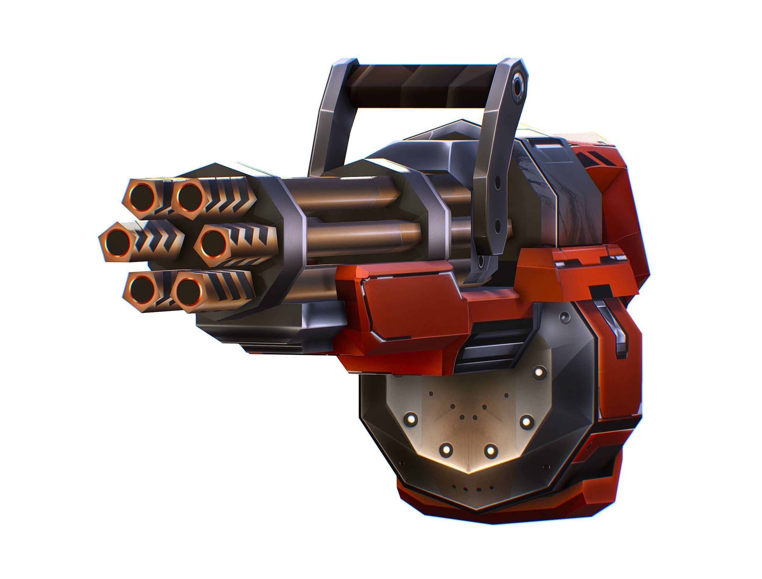 Cartoon Sci-Fi Cyborg Drone Heavy Machine Gunner Low-poly 3D model_62