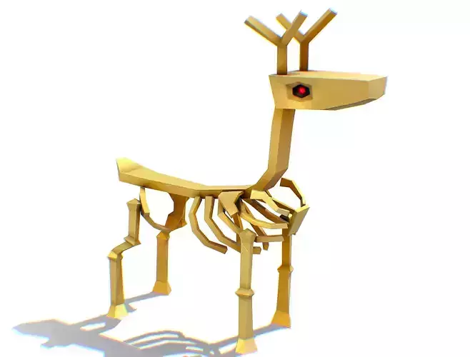 Funny Golden Animal Deer Bamby Skeleton Bones Low-poly 3D model
