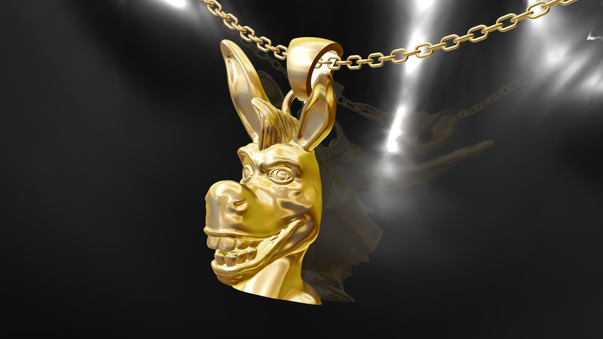 Head Donkey From Shrek pendant jewelry gold 3D print model_2