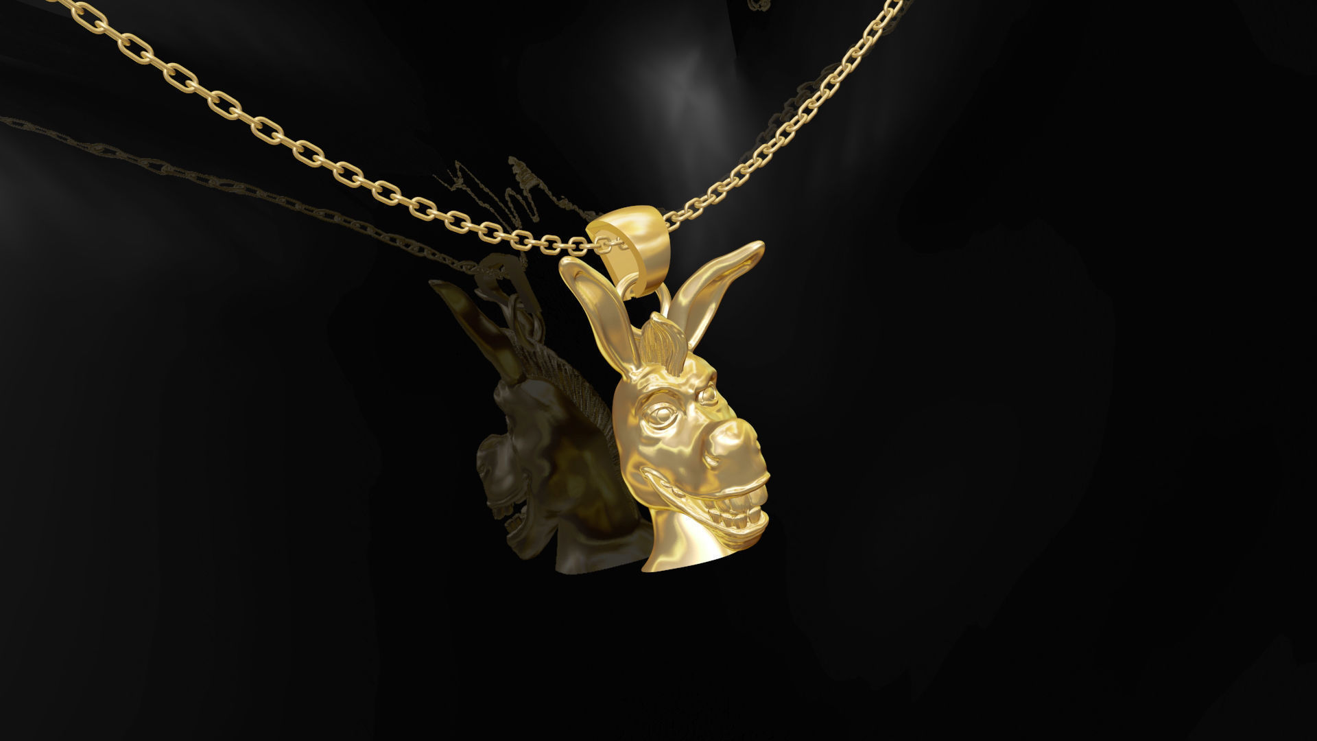 Head Donkey From Shrek pendant jewelry gold 3D print model_3