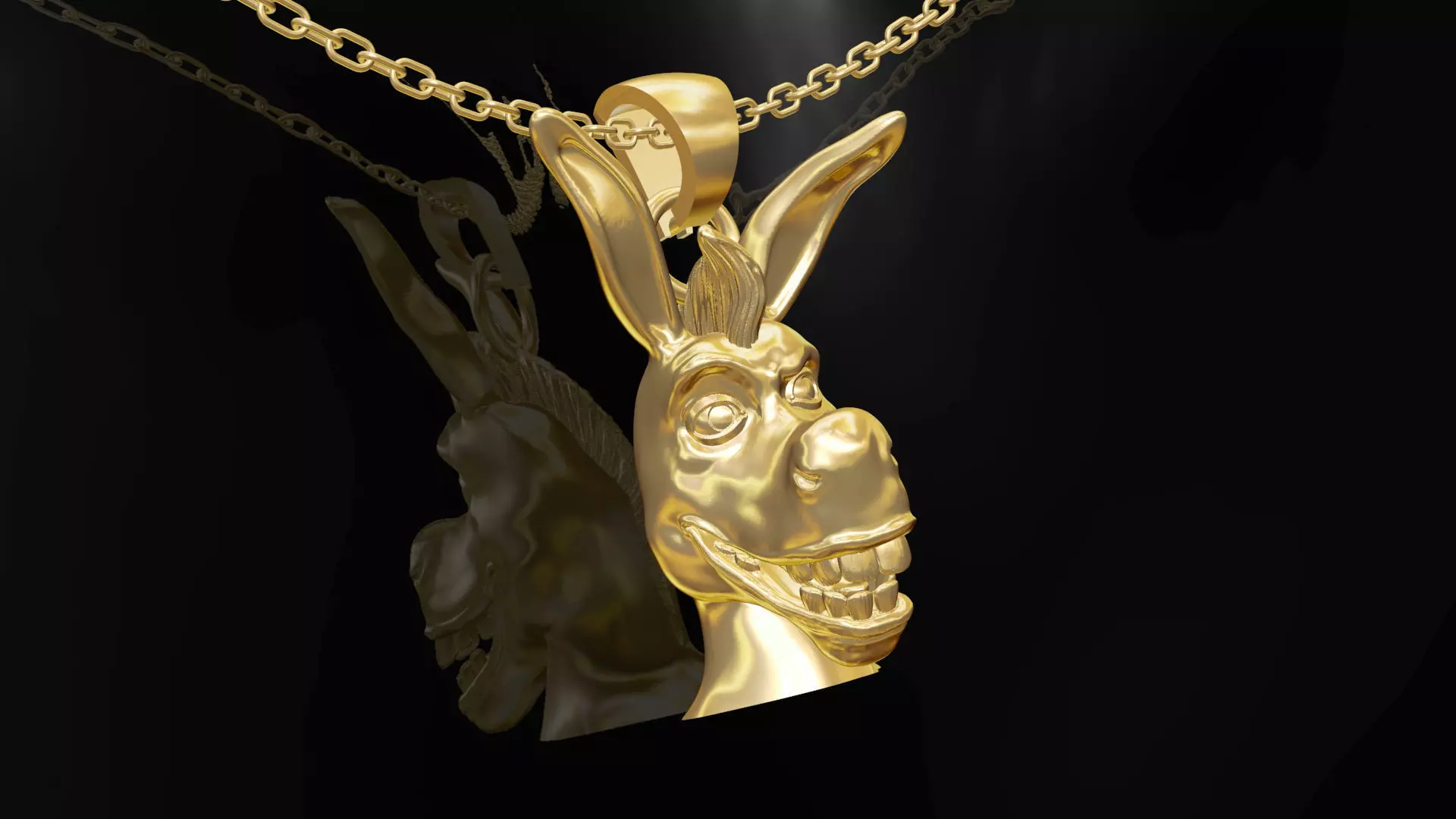 Head Donkey From Shrek pendant jewelry gold 3D print model_0