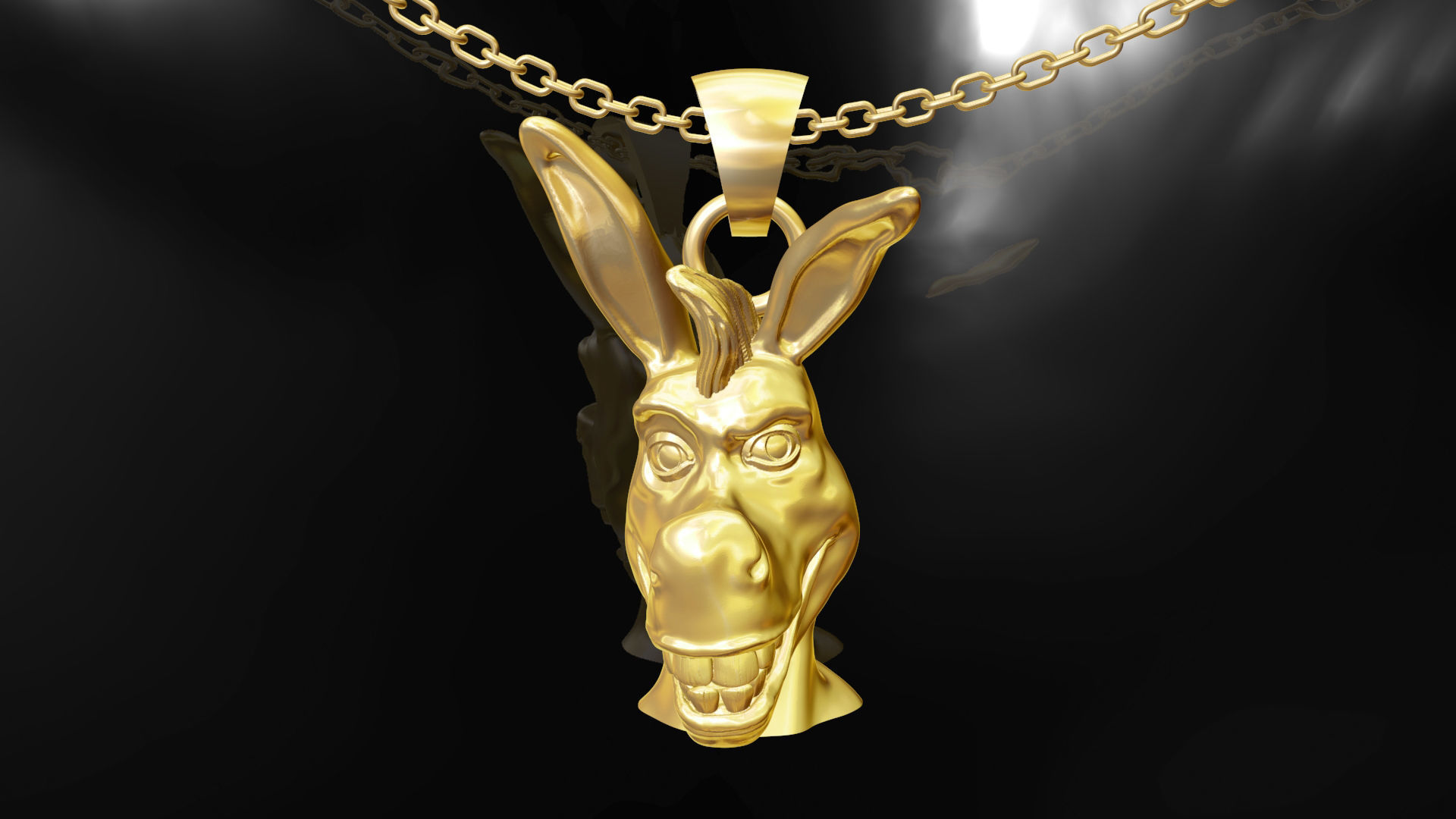 Head Donkey From Shrek pendant jewelry gold 3D print model_1
