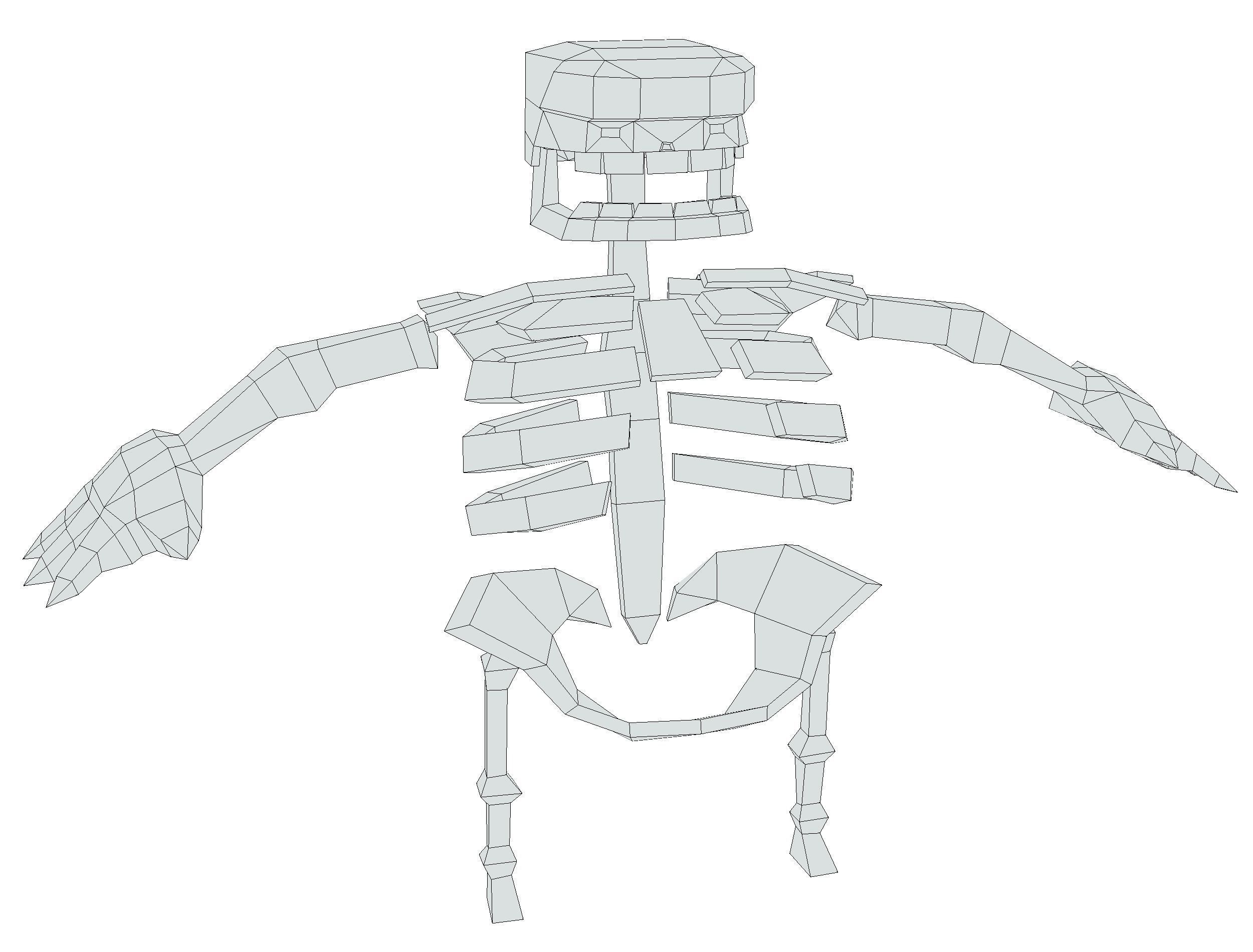 Funny Golden Human Skeleton Character Bones Low-poly 3D model_20