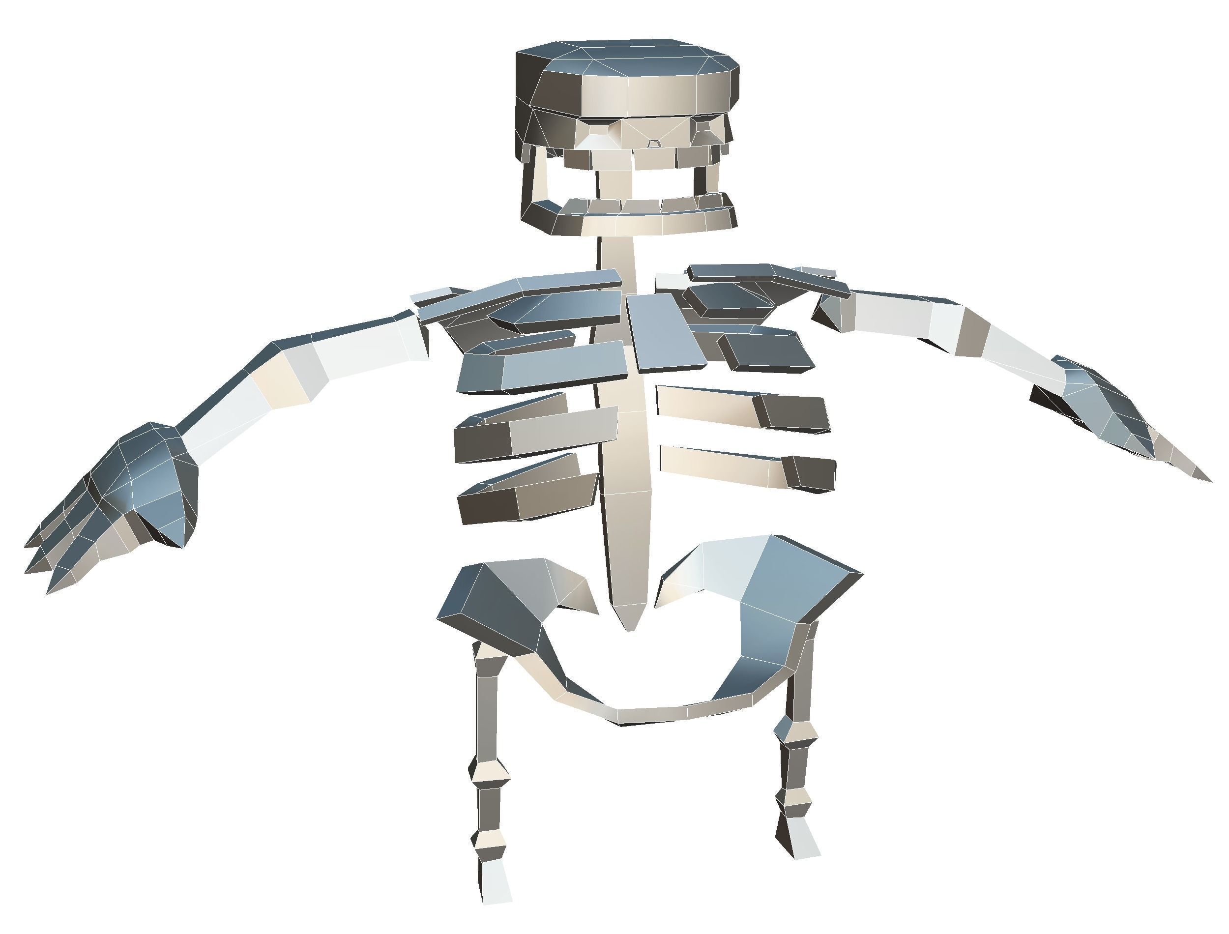 Funny Golden Human Skeleton Character Bones Low-poly 3D model_18