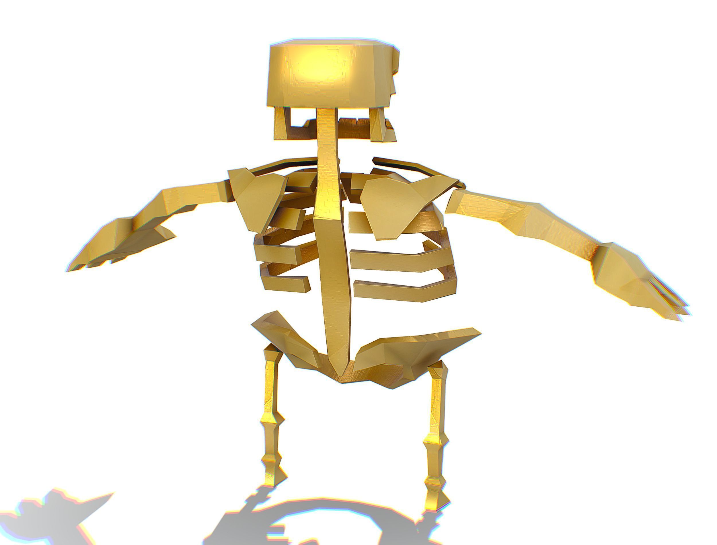 Funny Golden Human Skeleton Character Bones Low-poly 3D model_8