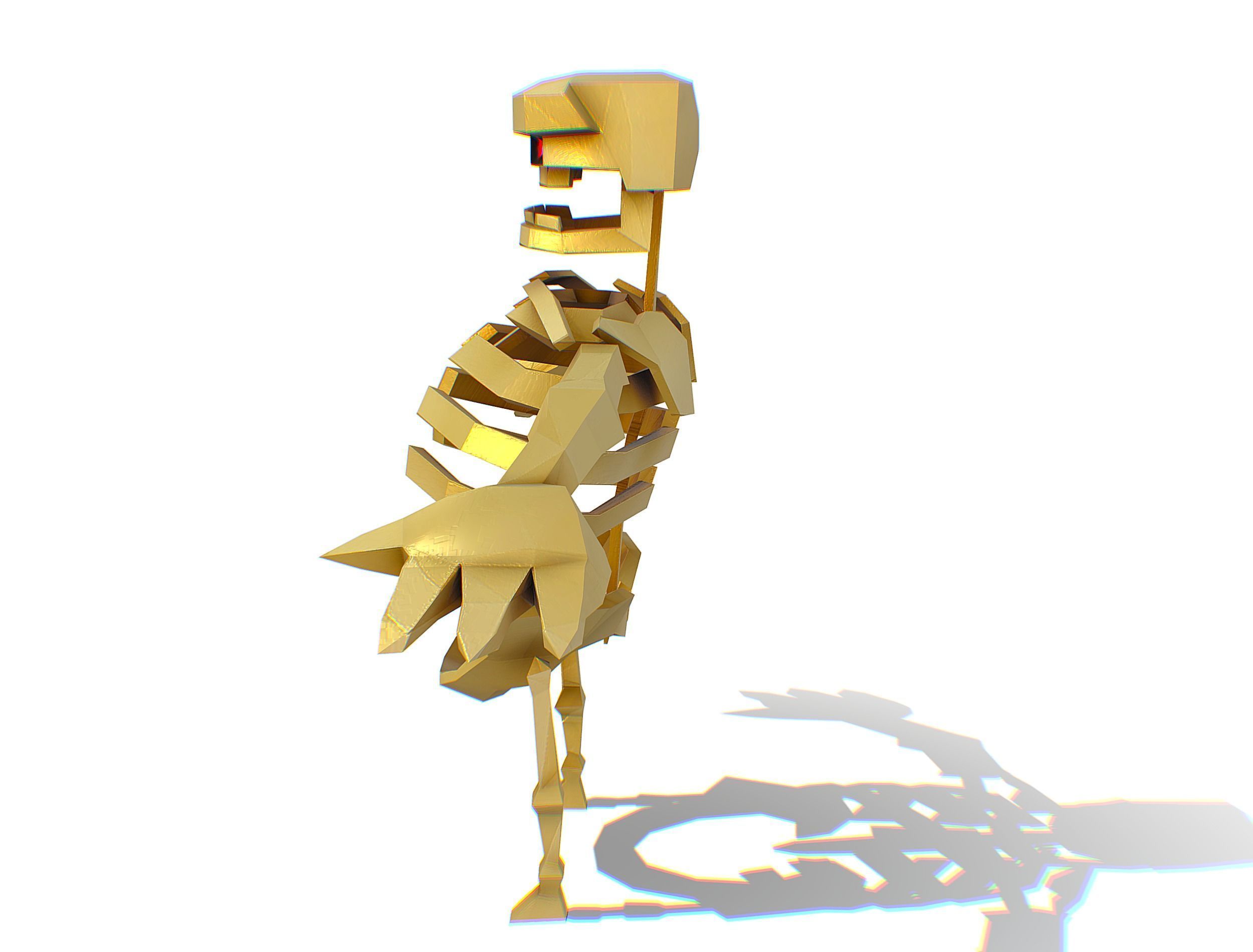 Funny Golden Human Skeleton Character Bones Low-poly 3D model_5