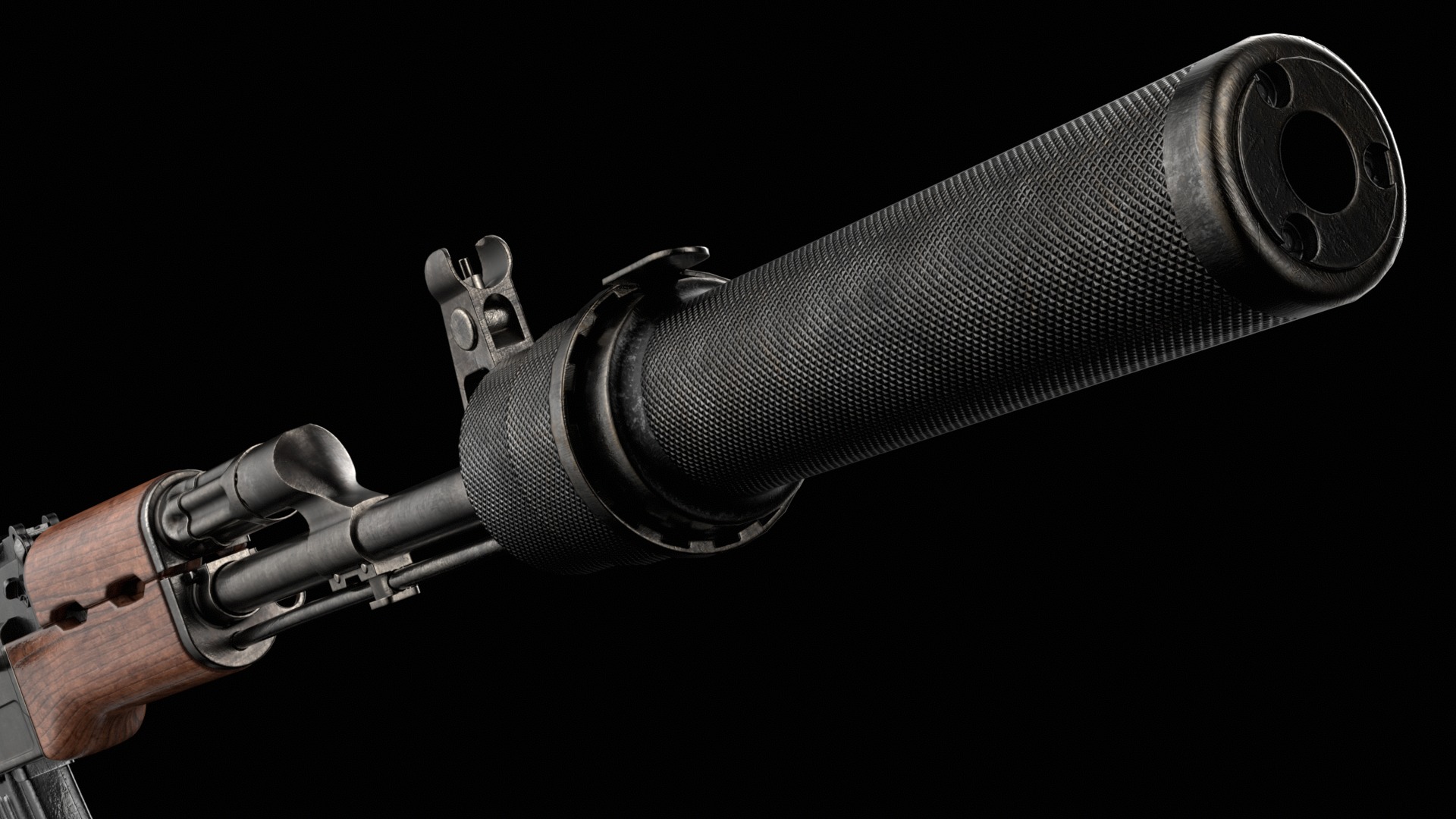 AK-47 AKS Kalashnikov Assault Rifle Game Ready Low-poly 3D model_41