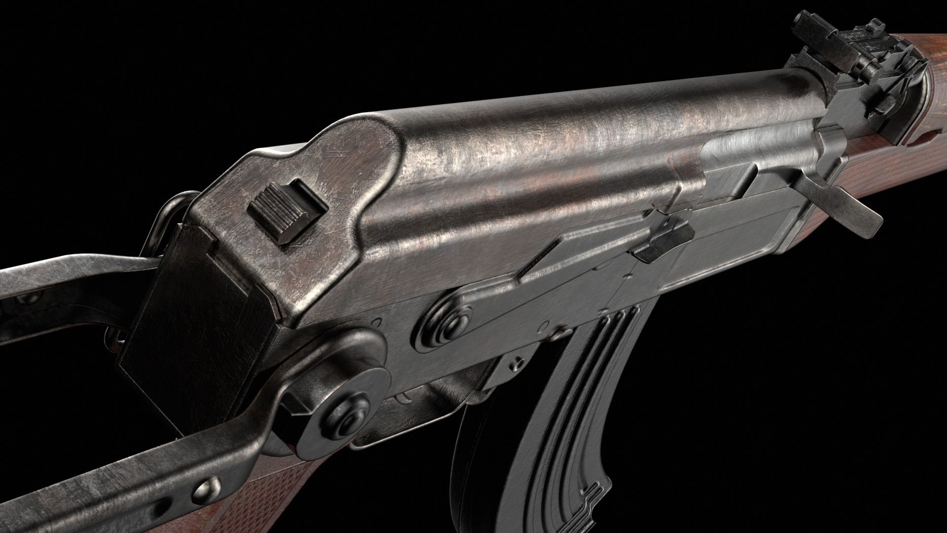 AK-47 AKS Kalashnikov Assault Rifle Game Ready Low-poly 3D model_35