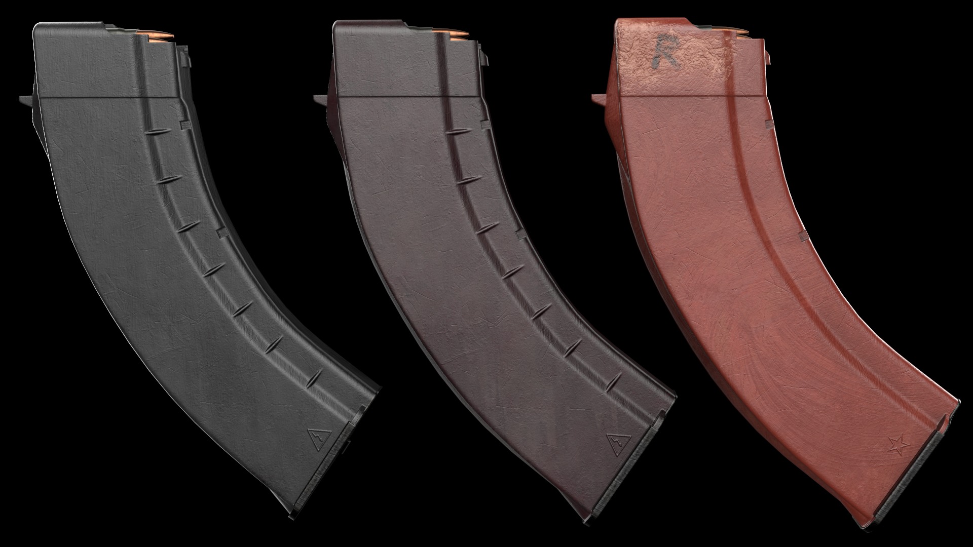 AK-47 AKS Kalashnikov Assault Rifle Game Ready Low-poly 3D model_38