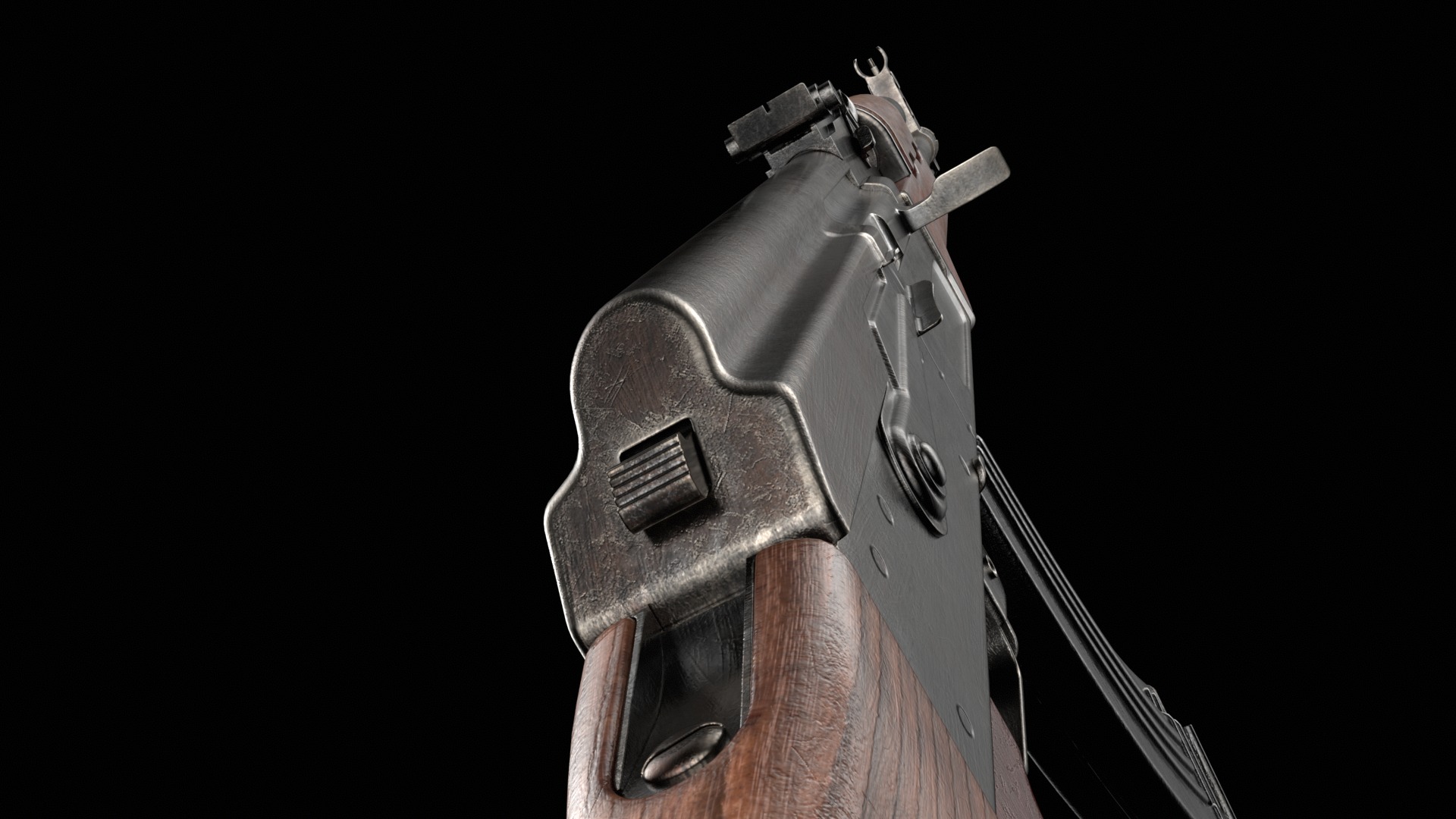 AK-47 AKS Kalashnikov Assault Rifle Game Ready Low-poly 3D model_47