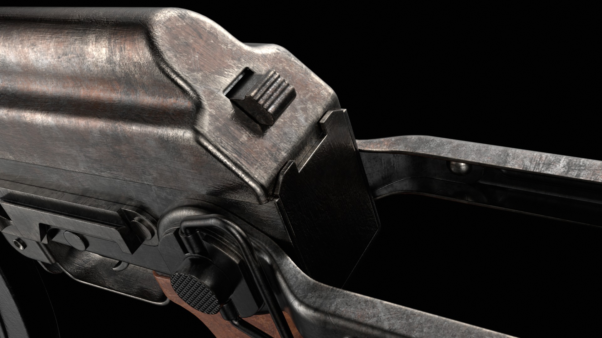 AK-47 AKS Kalashnikov Assault Rifle Game Ready Low-poly 3D model_14