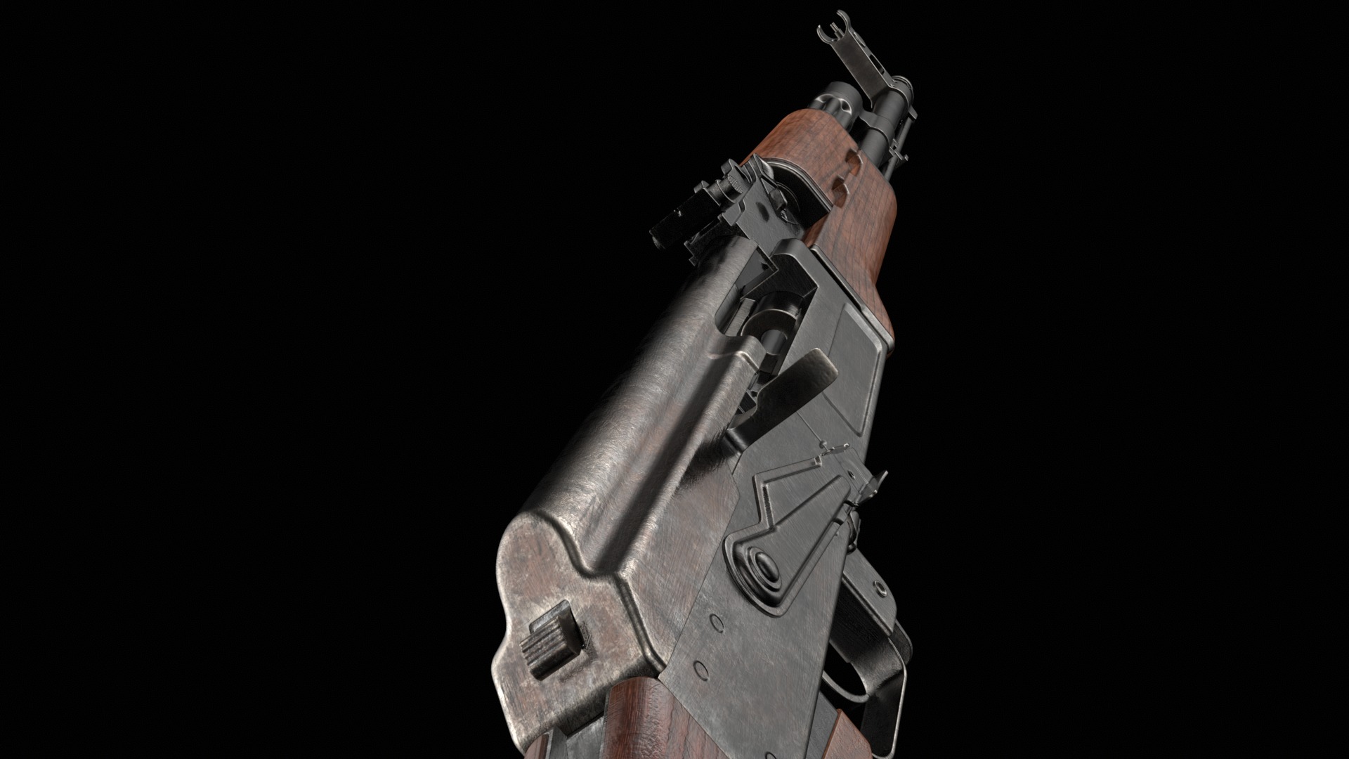 AK-47 AKS Kalashnikov Assault Rifle Game Ready Low-poly 3D model_49