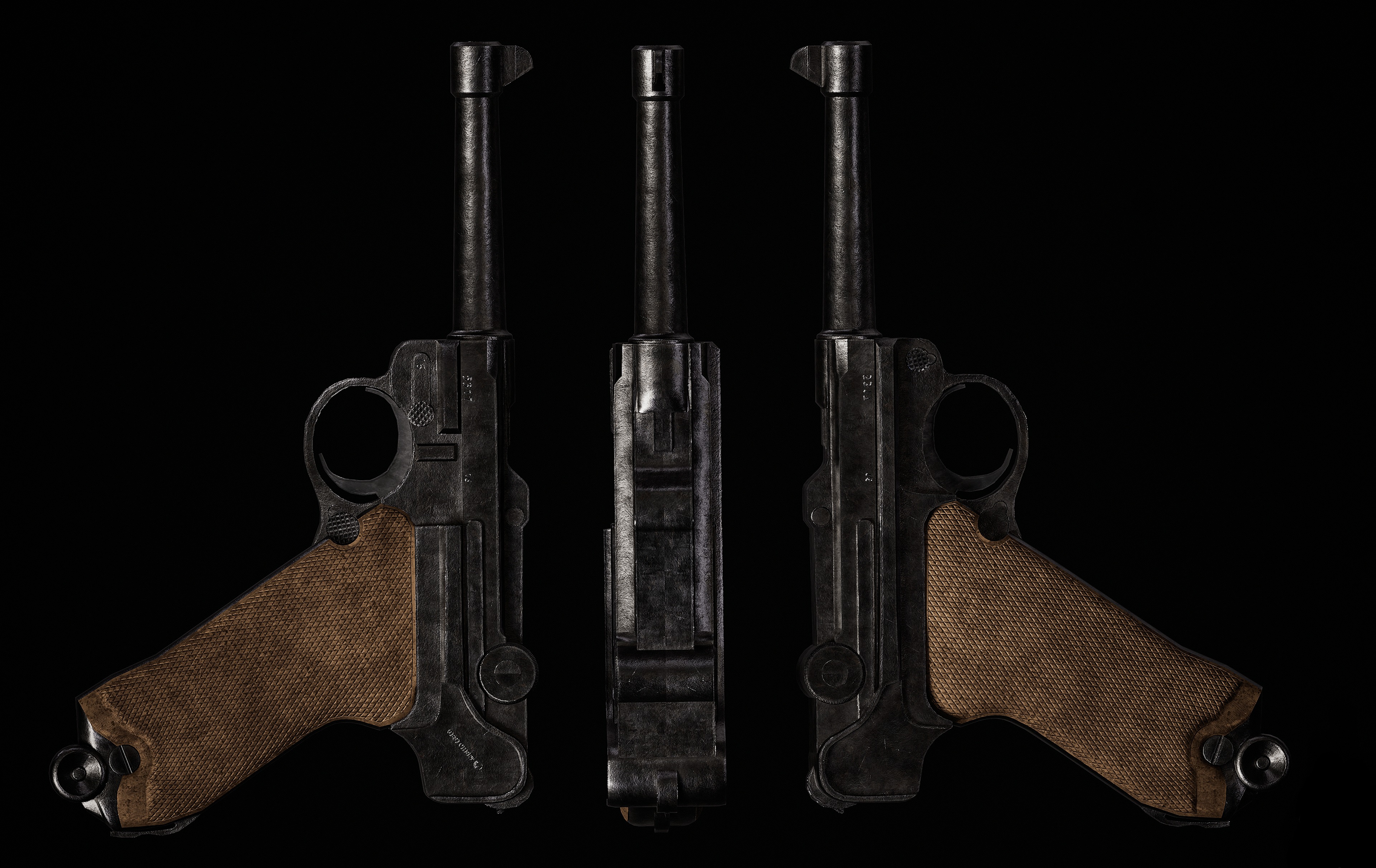 Luger P08 Realistic 3D Model Low-poly 3D model_4