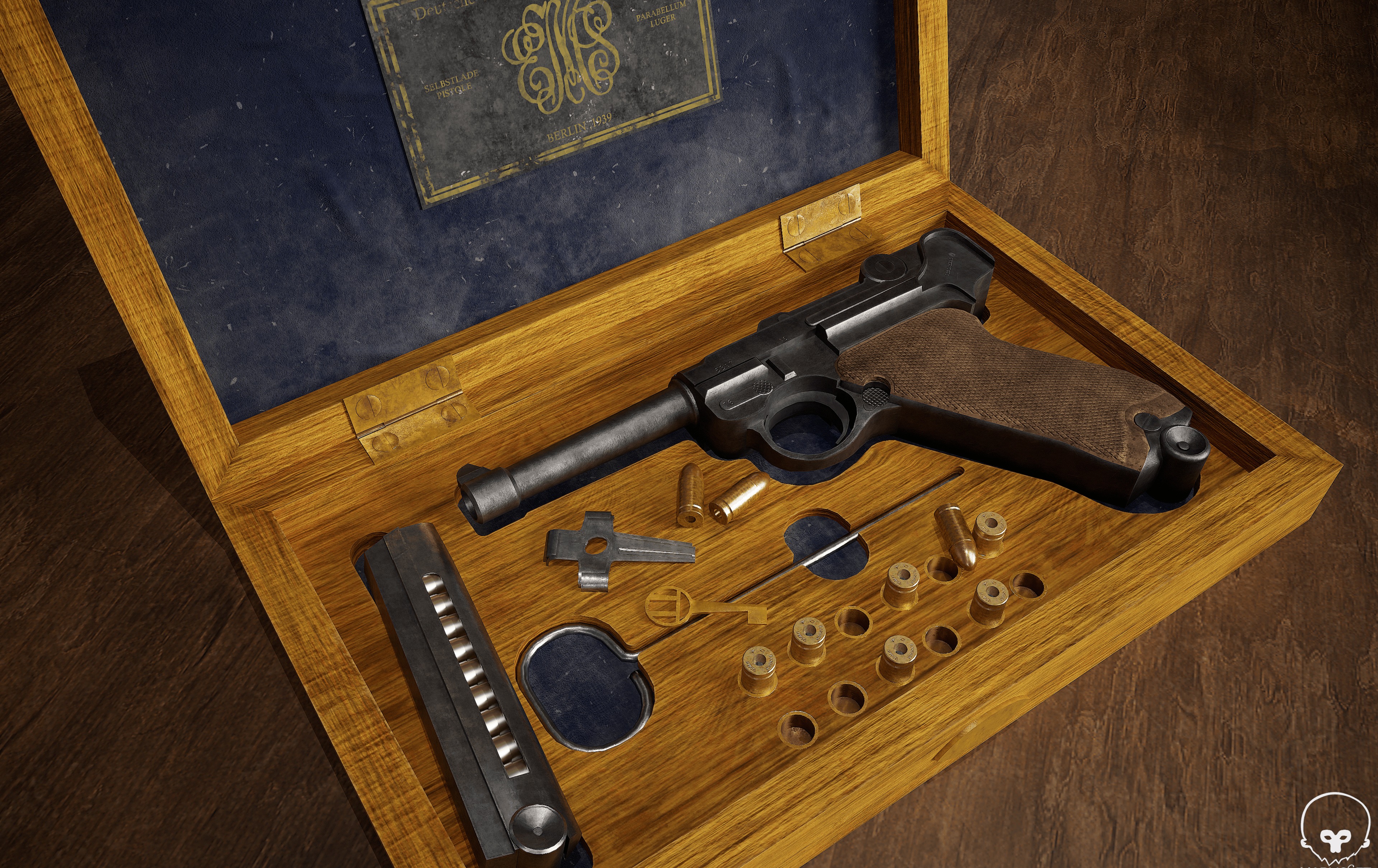 Luger P08 Realistic 3D Model Low-poly 3D model_2