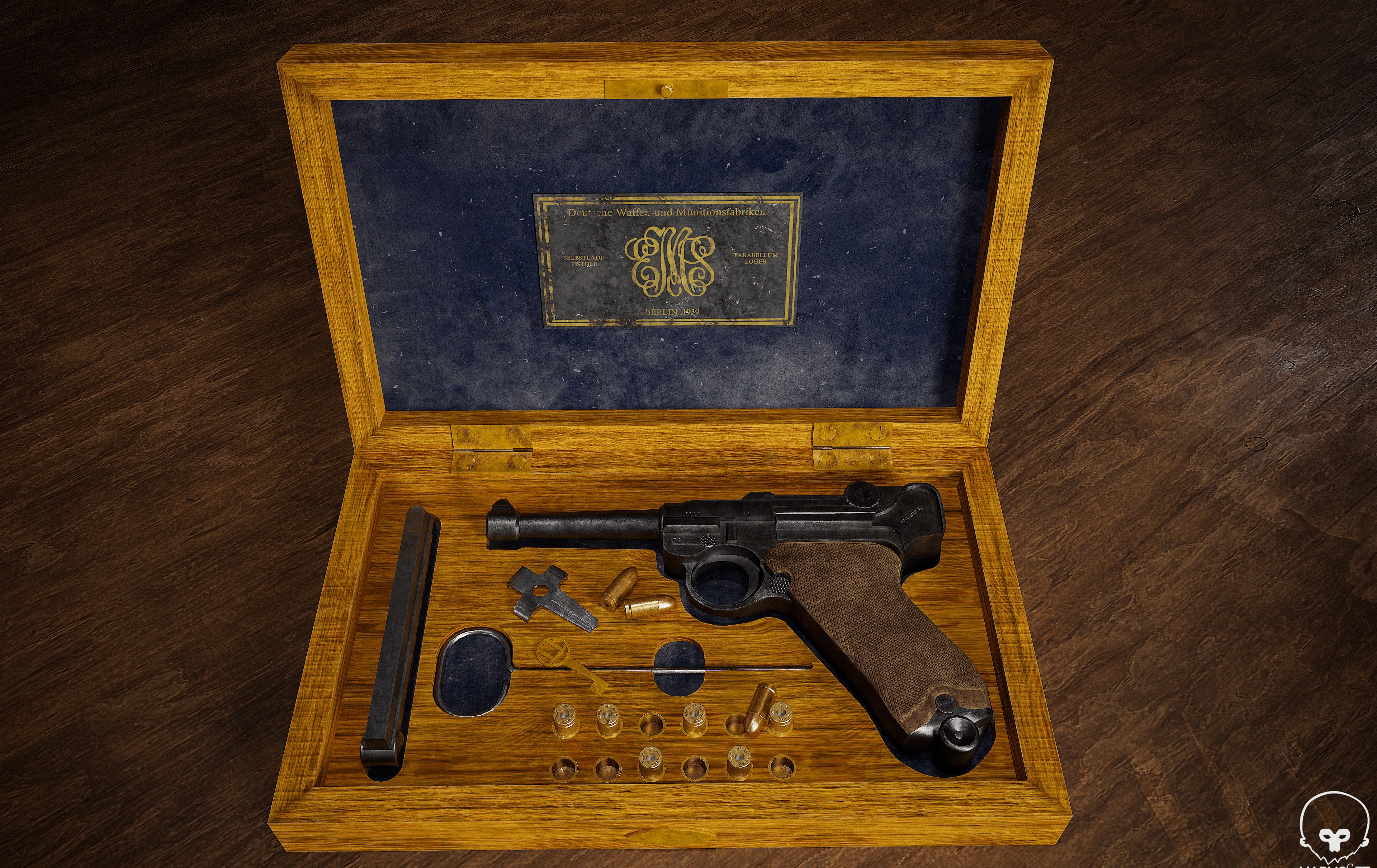 Luger P08 Realistic 3D Model Low-poly 3D model_1