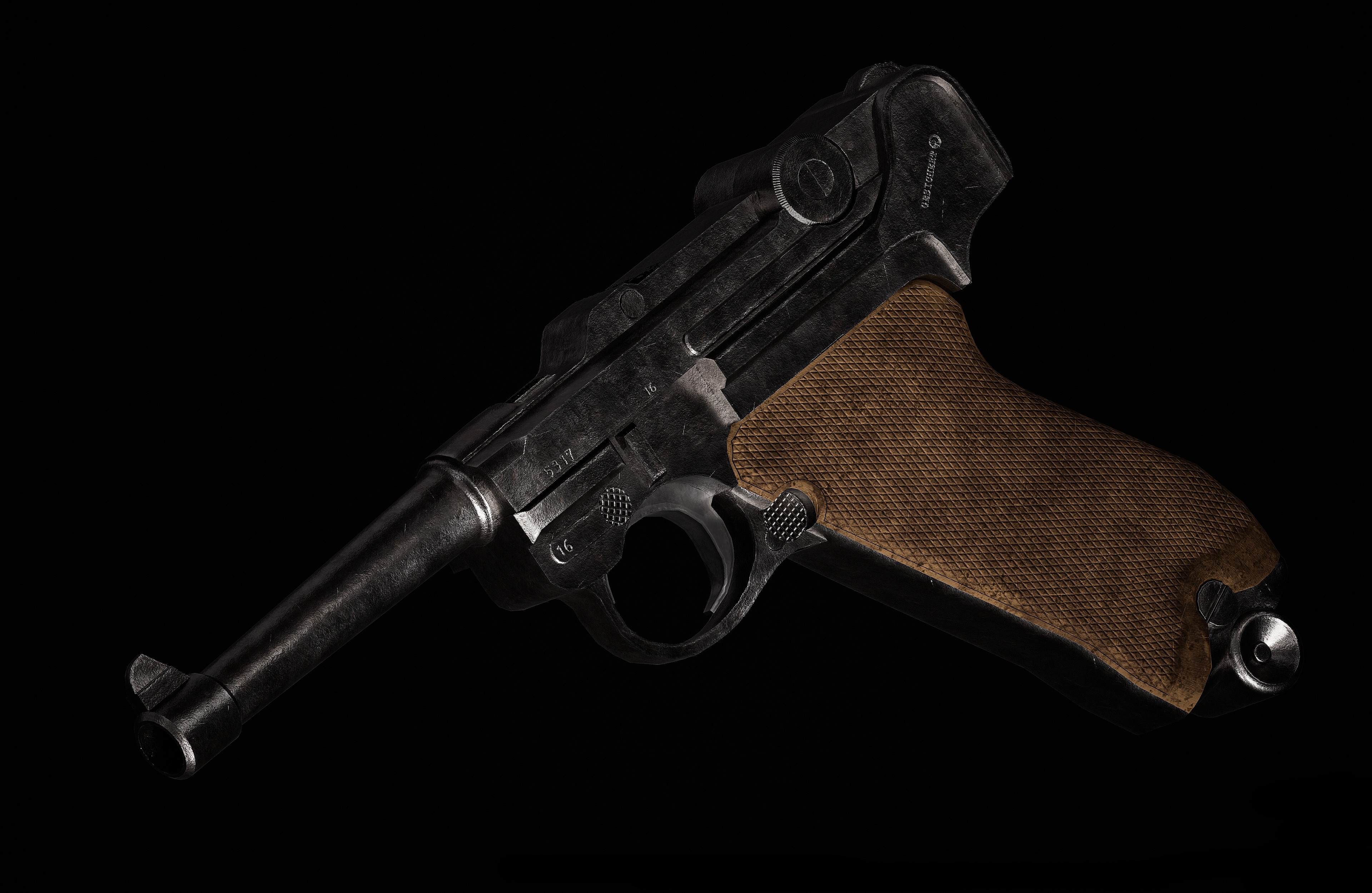 Luger P08 Realistic 3D Model Low-poly 3D model_5