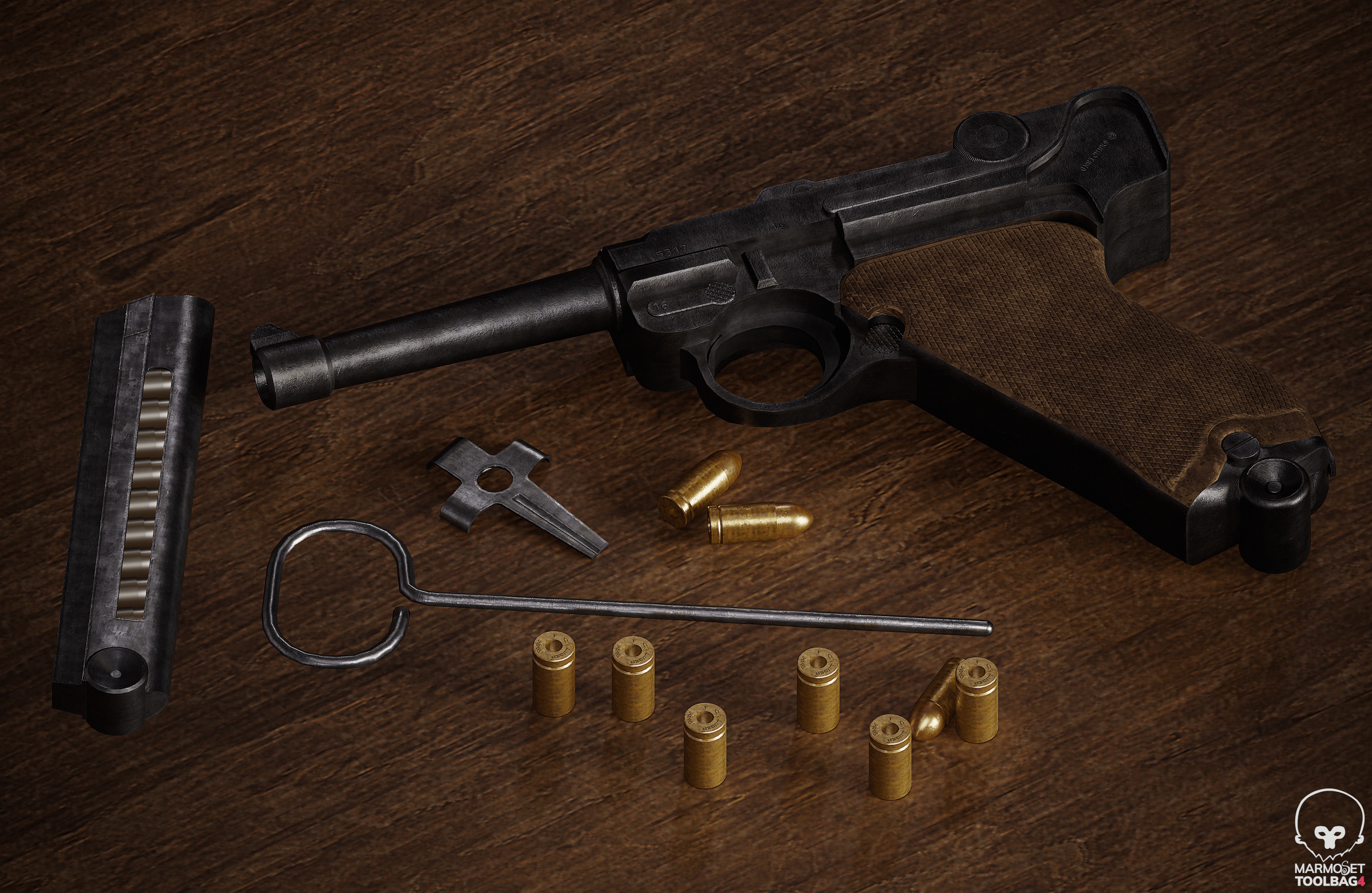 Luger P08 Realistic 3D Model Low-poly 3D model_3