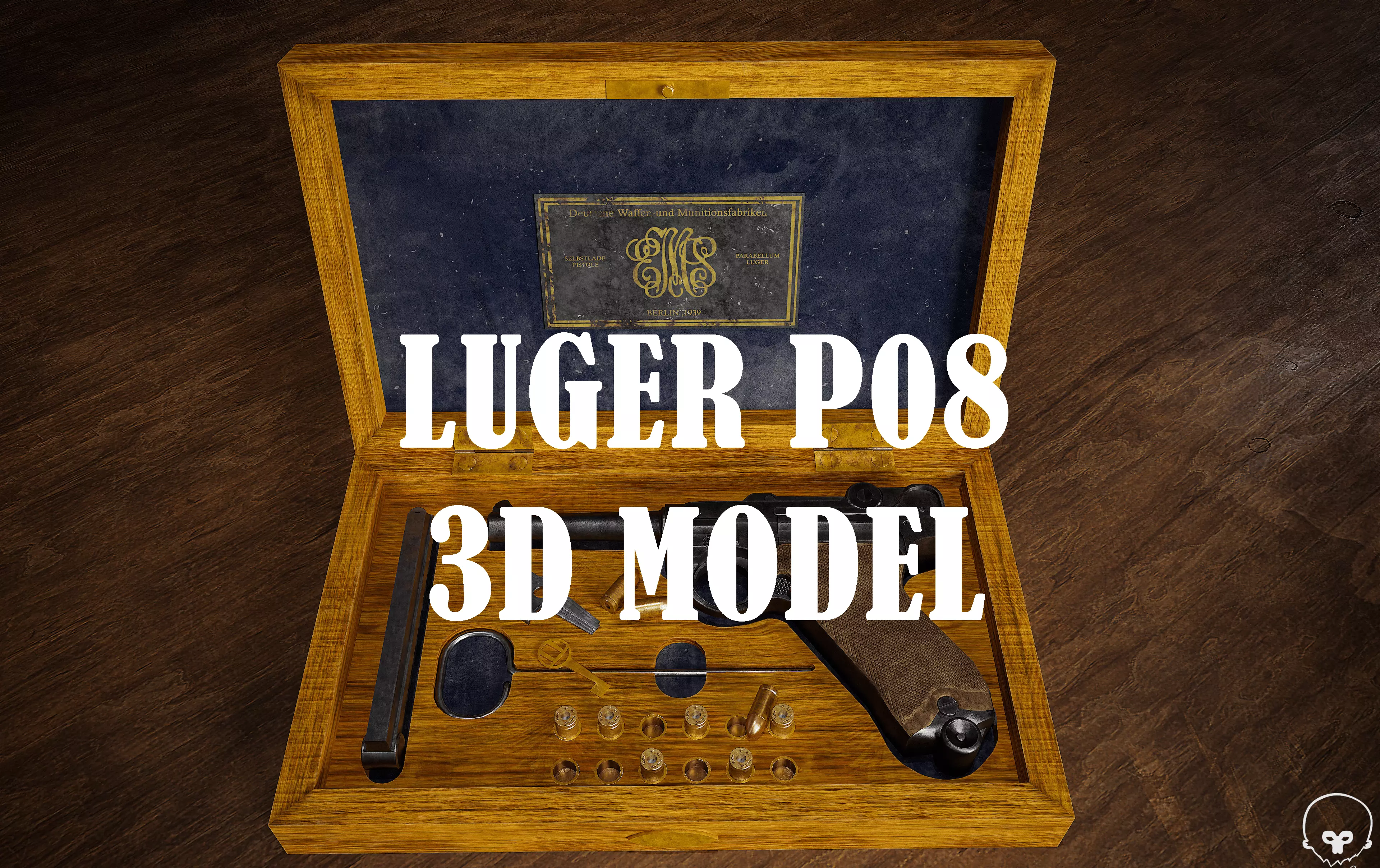 Luger P08 Realistic 3D Model Low-poly 3D model_0