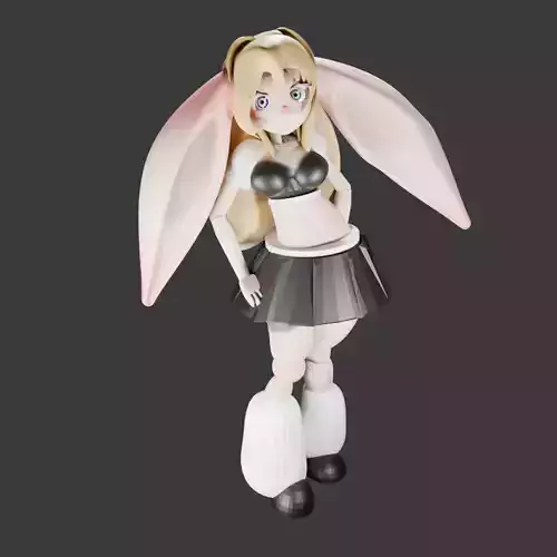 Blender 3D model girl with bunny ears Low-poly 3D model