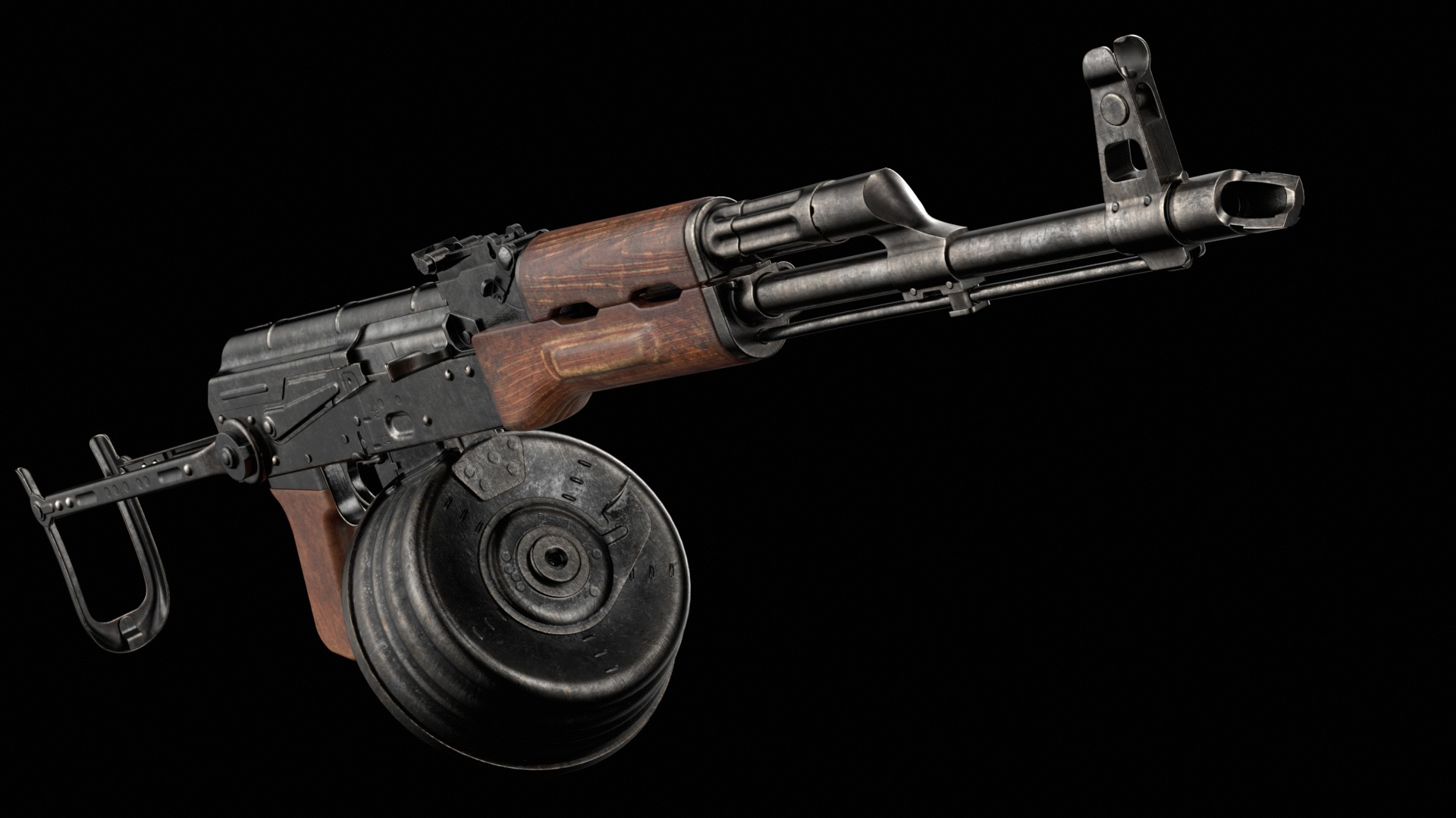 AKM AKMS Kalashnikov Assault Rifle Game Ready Low-poly 3D model_27