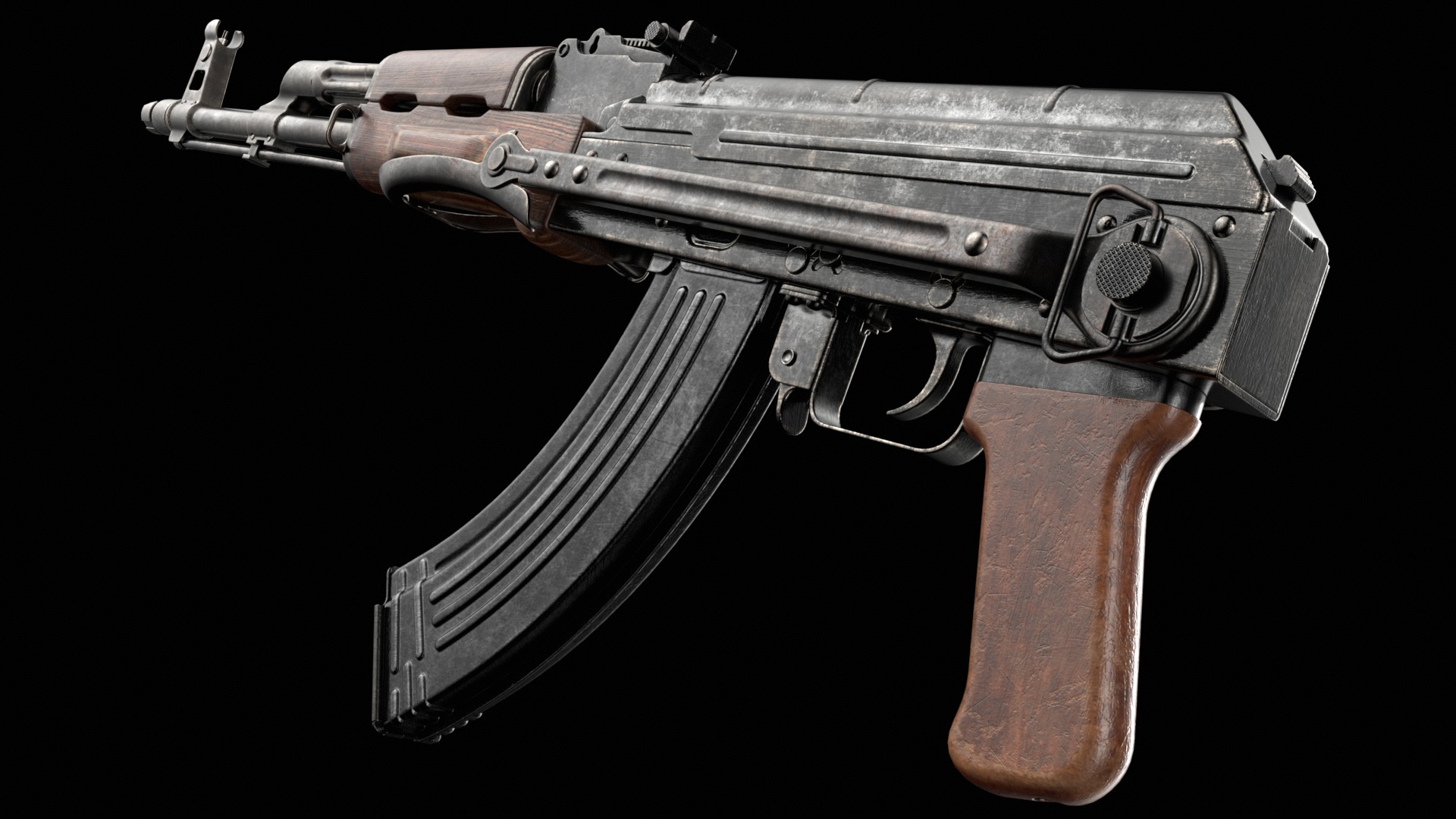 AKM AKMS Kalashnikov Assault Rifle Game Ready Low-poly 3D model_18