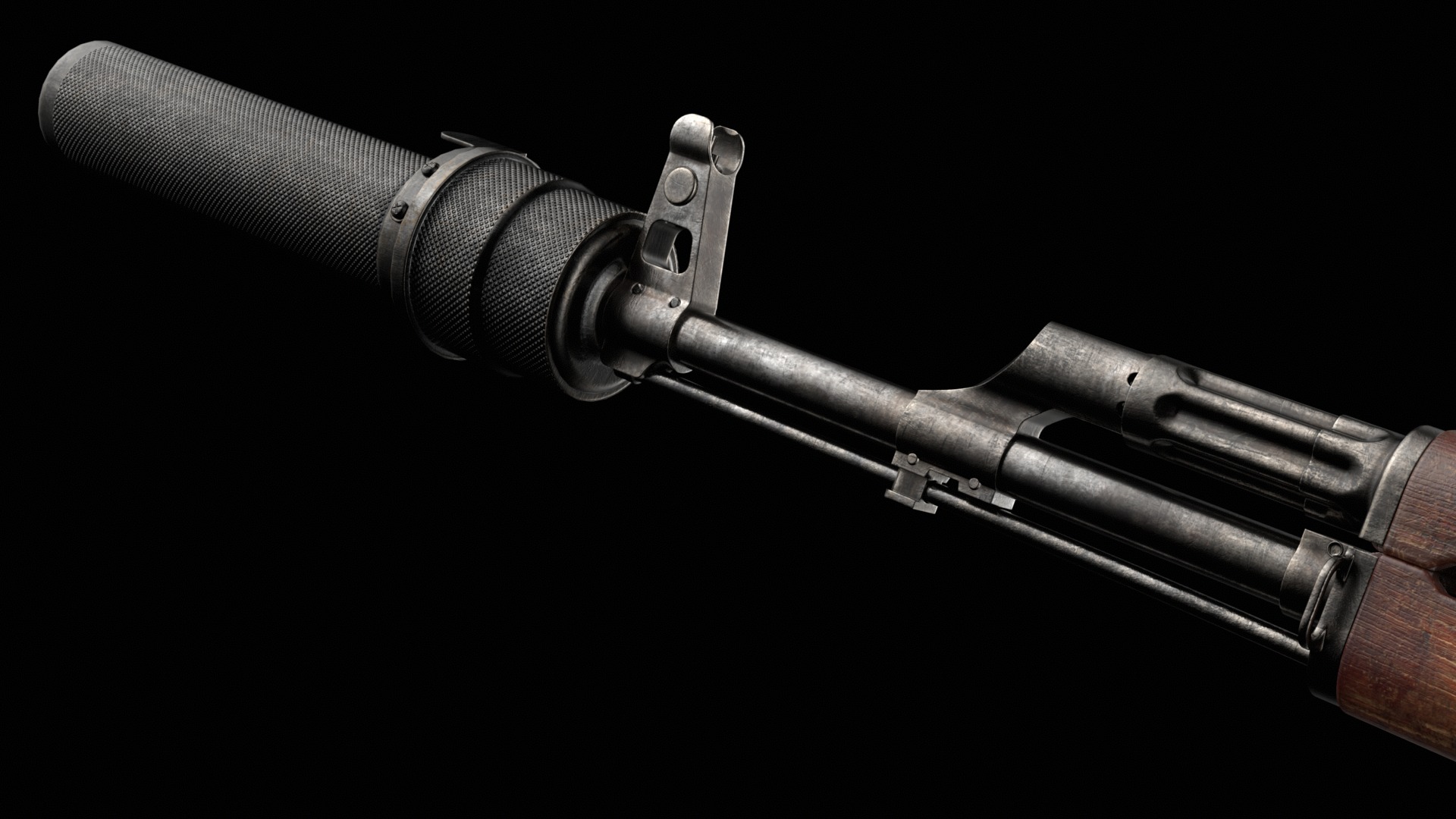 AKM AKMS Kalashnikov Assault Rifle Game Ready Low-poly 3D model_41