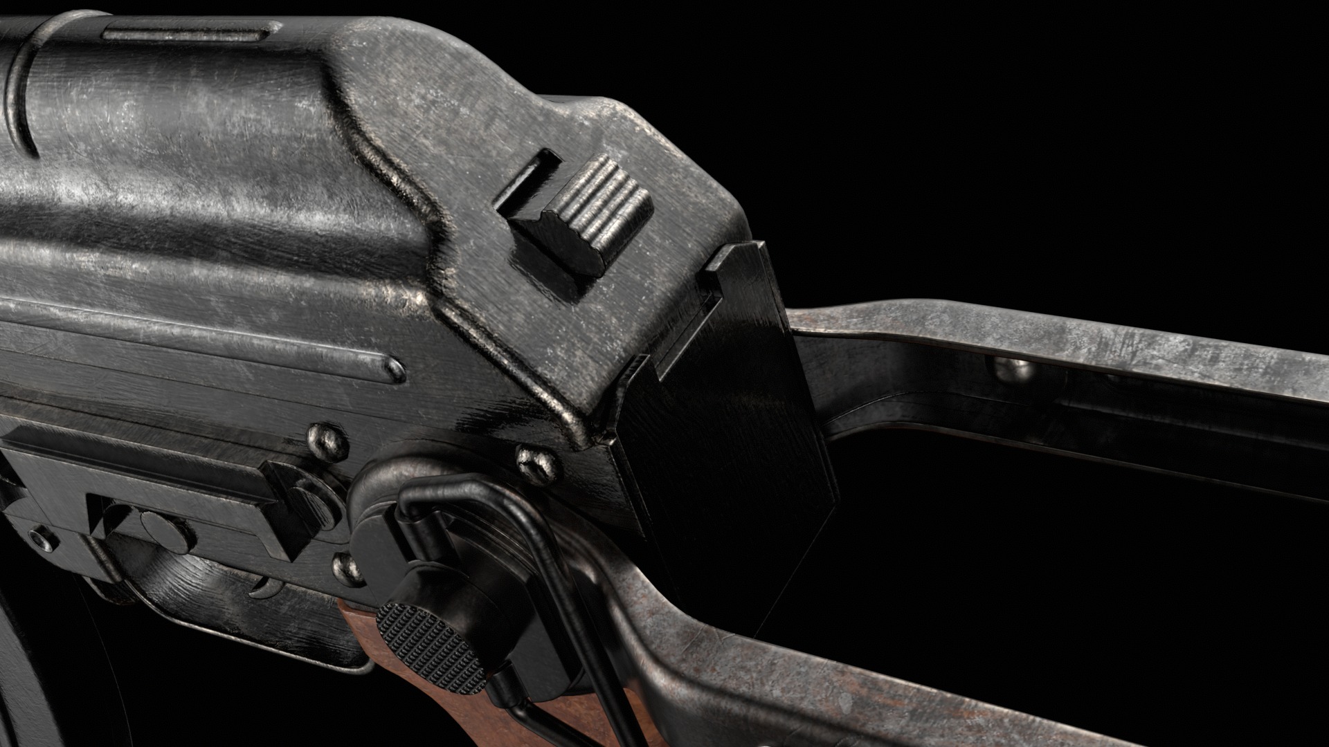 AKM AKMS Kalashnikov Assault Rifle Game Ready Low-poly 3D model_13