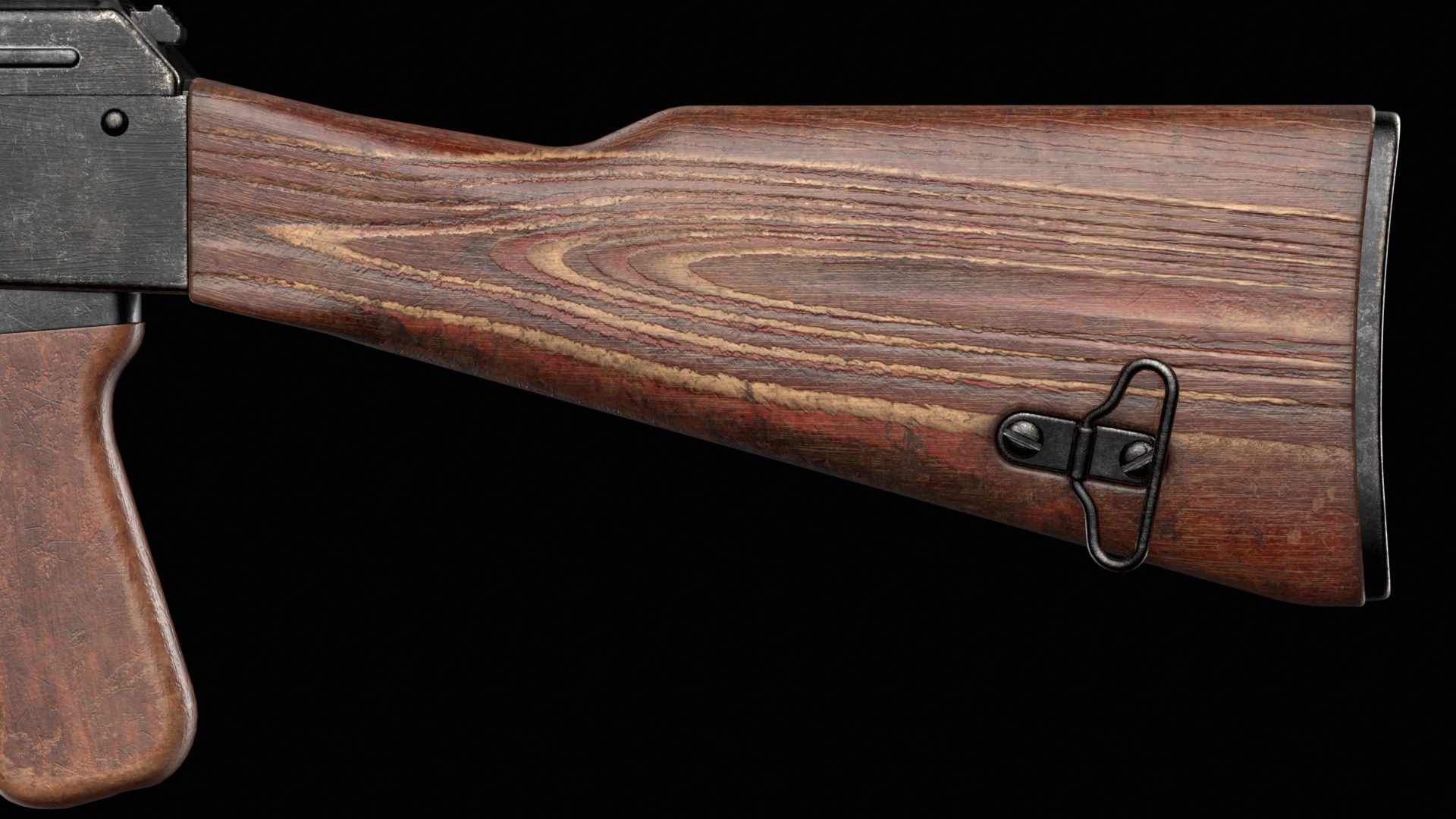 AKM AKMS Kalashnikov Assault Rifle Game Ready Low-poly 3D model_16