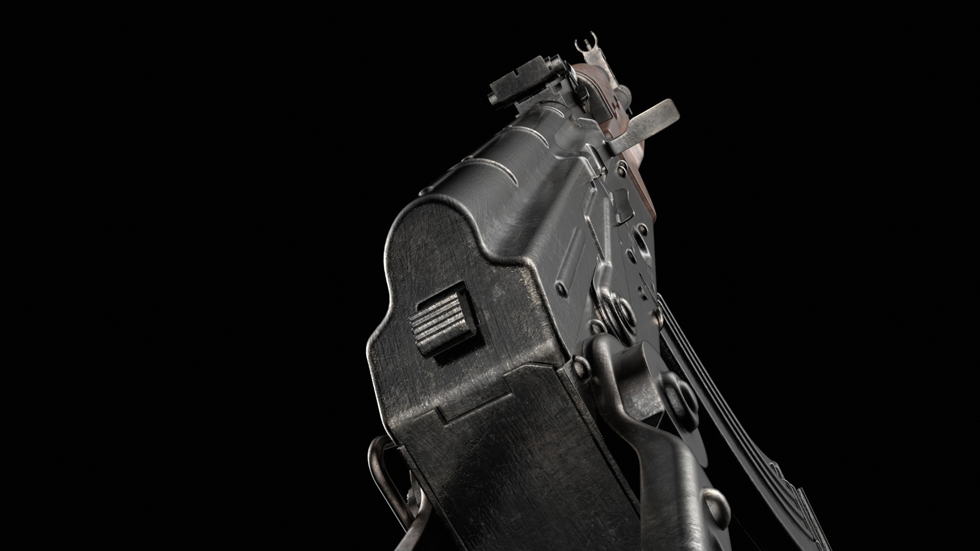 AKM AKMS Kalashnikov Assault Rifle Game Ready Low-poly 3D model_47