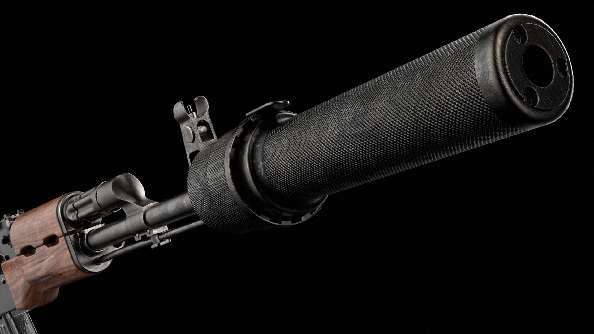 AKM AKMS Kalashnikov Assault Rifle Game Ready Low-poly 3D model_40