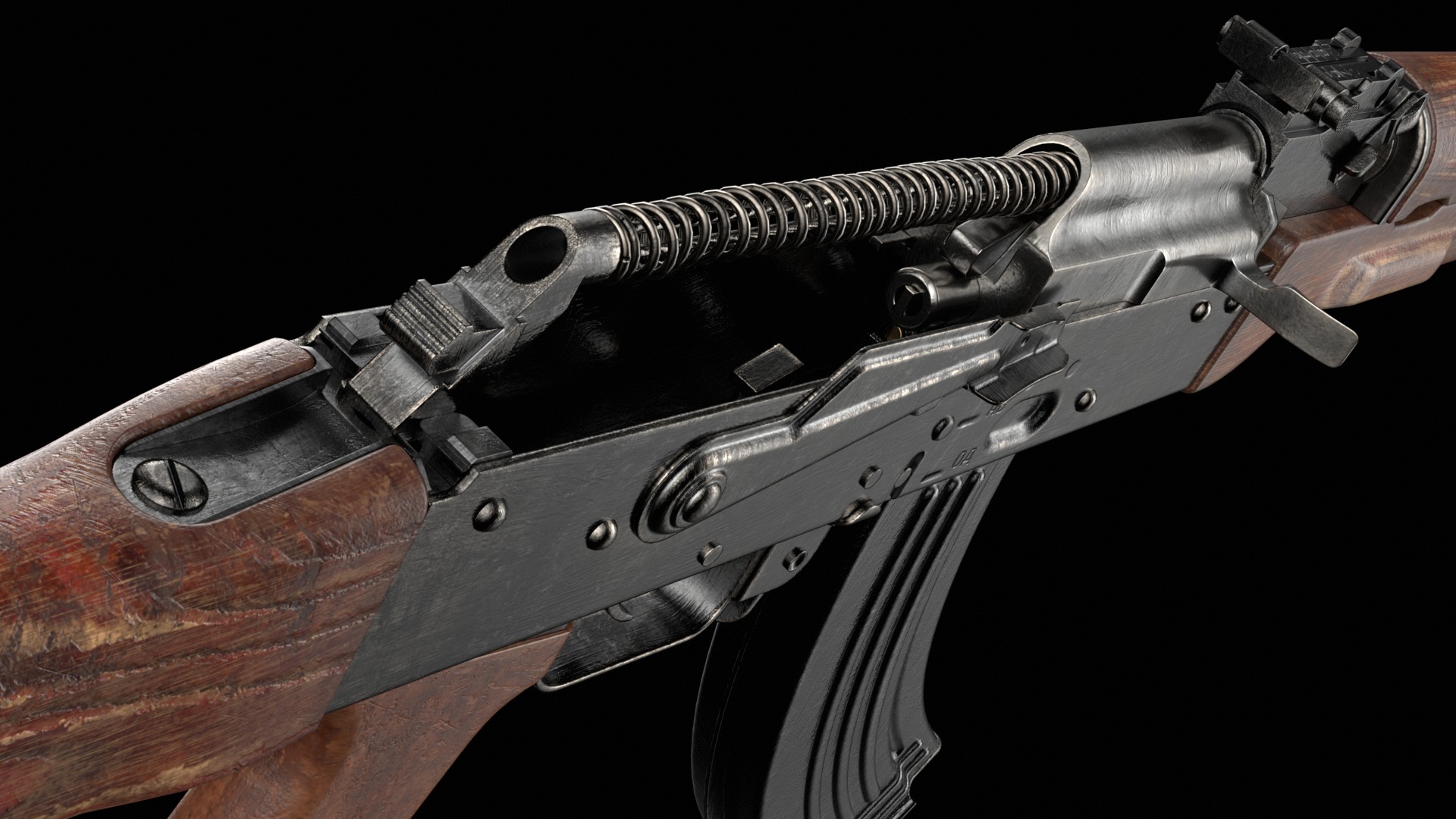 AKM AKMS Kalashnikov Assault Rifle Game Ready Low-poly 3D model_33