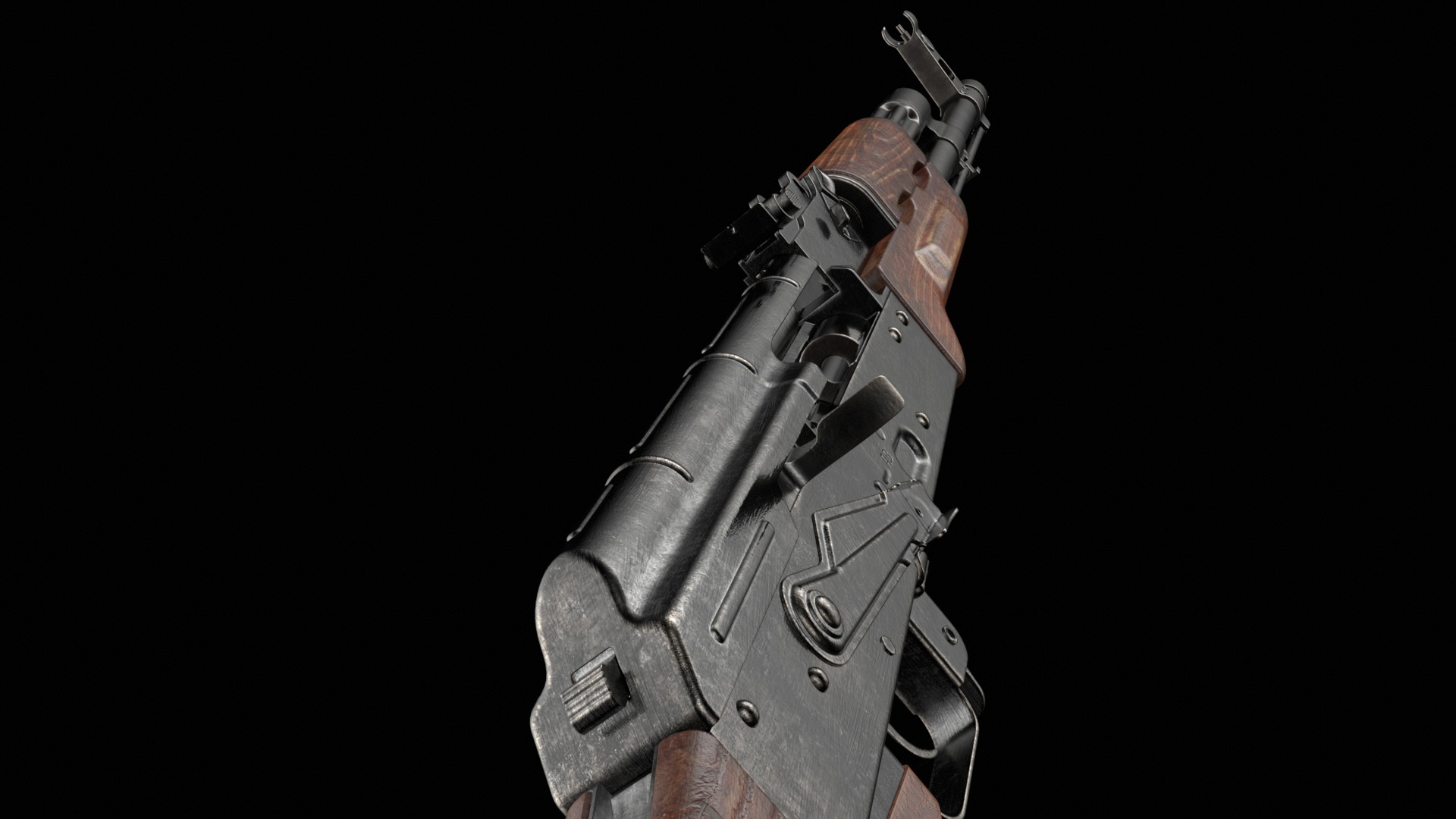 AKM AKMS Kalashnikov Assault Rifle Game Ready Low-poly 3D model_48
