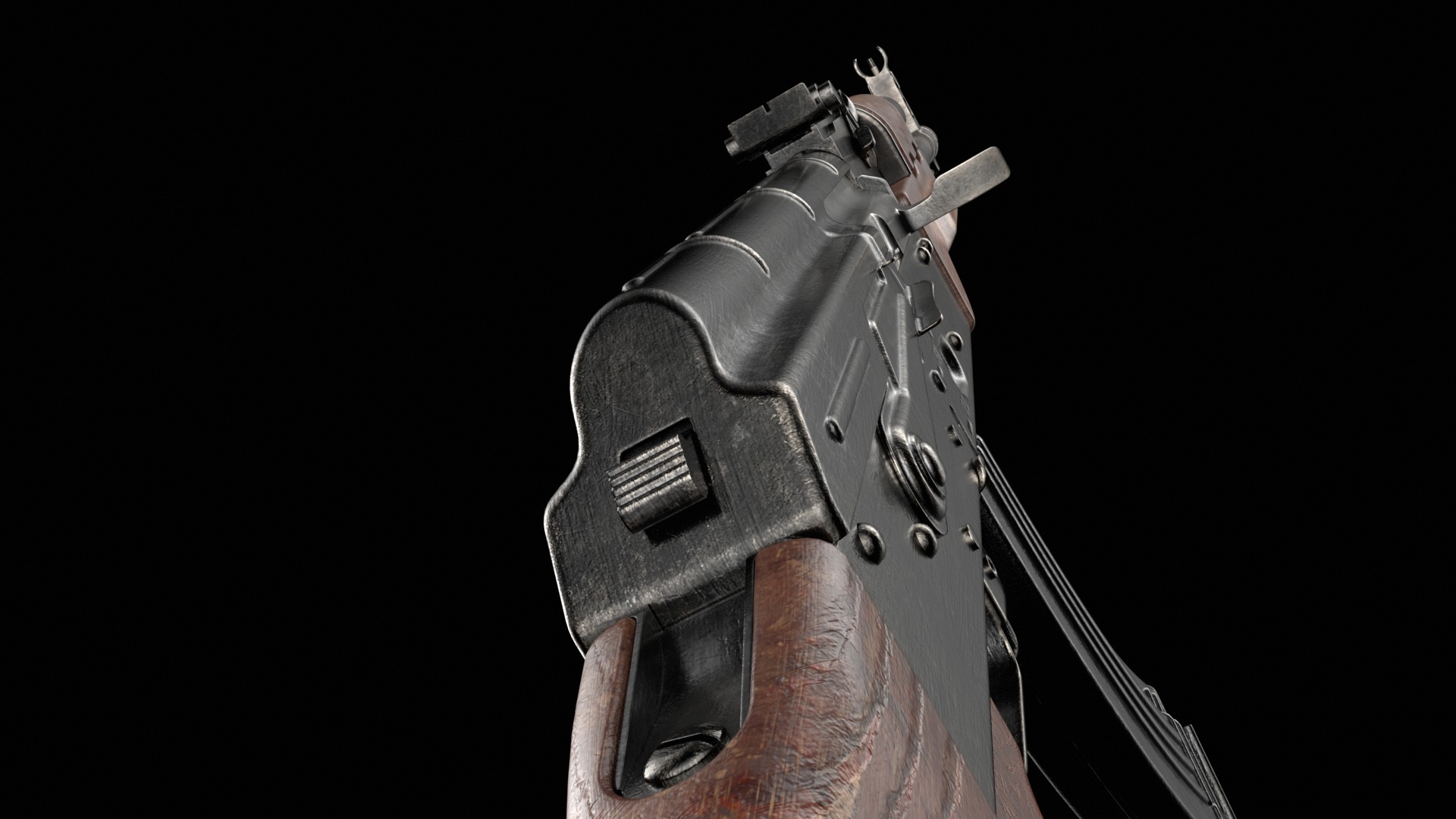 AKM AKMS Kalashnikov Assault Rifle Game Ready Low-poly 3D model_46