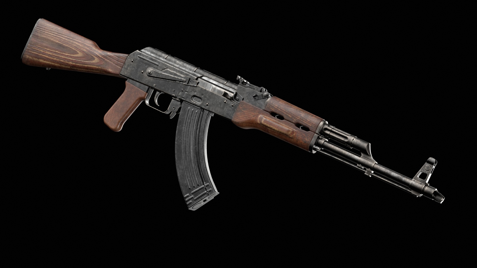 AKM AKMS Kalashnikov Assault Rifle Game Ready Low-poly 3D model_22